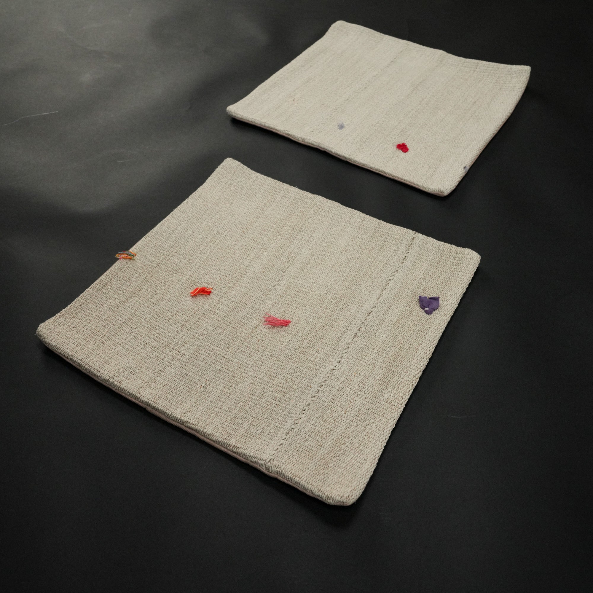 2 li El Dokuma Krem Yün Kırlent Kılıfı