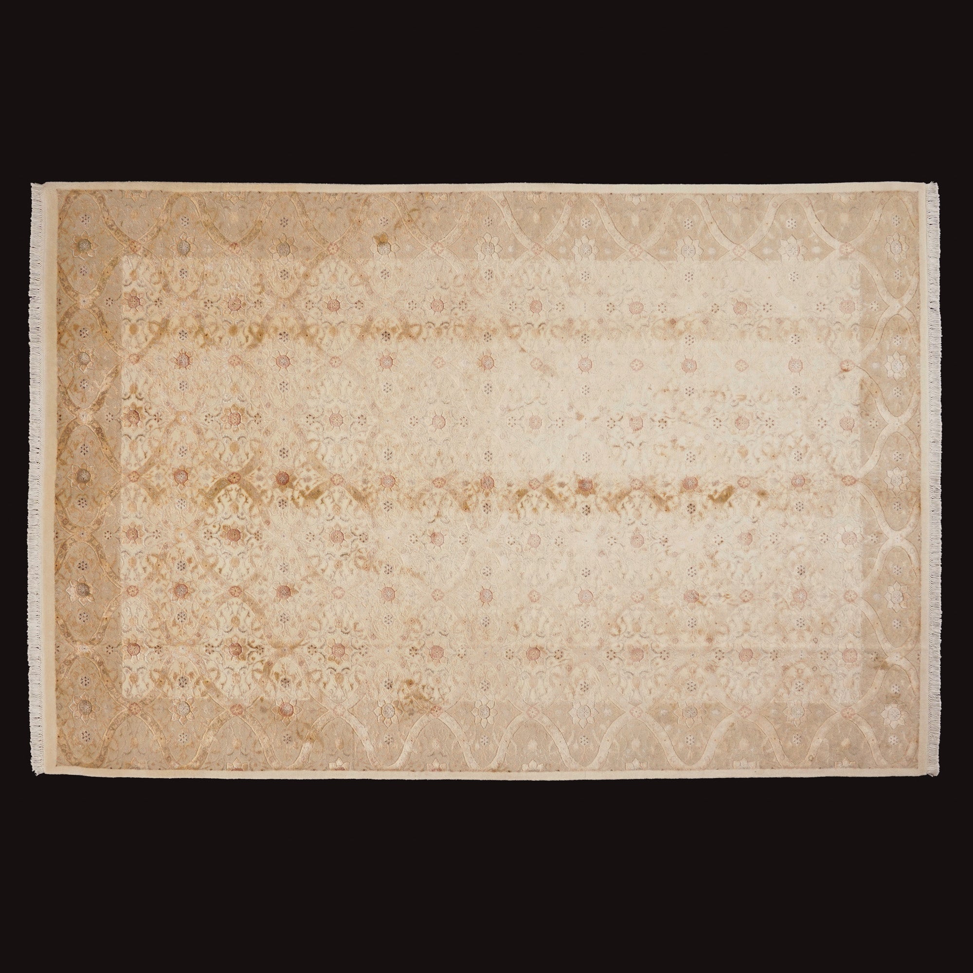 Ahteran Series Hand-Woven Flower Patterned Cream Carpet