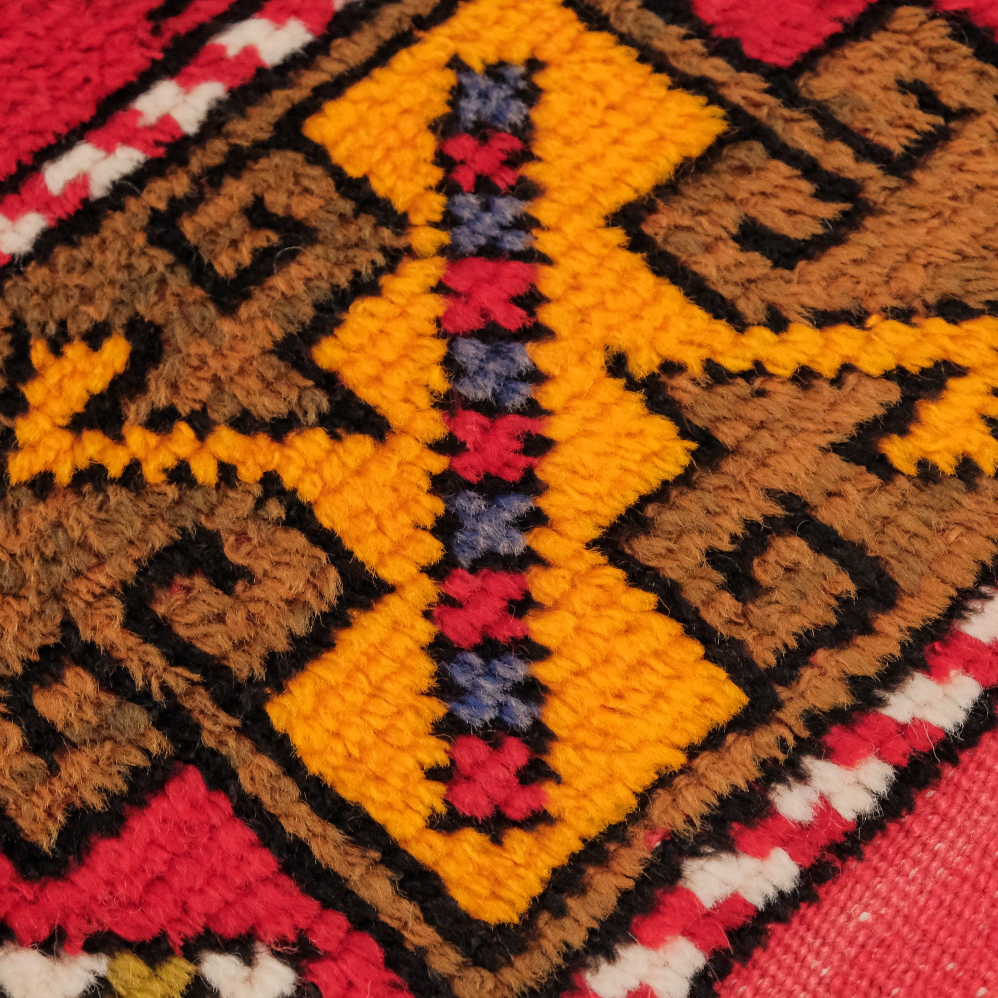 Anatolian Patterned Red Wool Çanakkale Village Woven Carpet