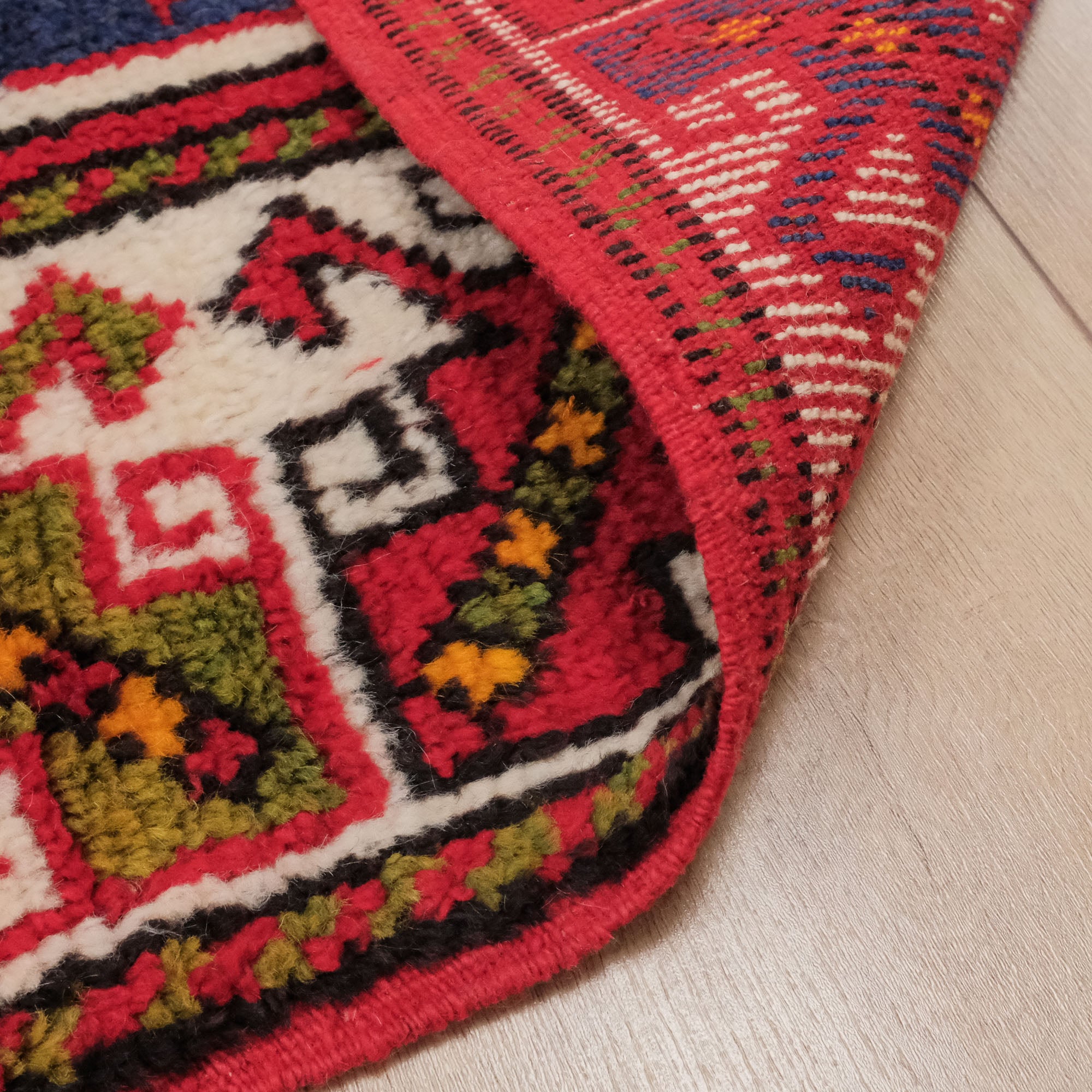 Anatolian Patterned Colorful Wool Çanakkale Village Woven Carpet