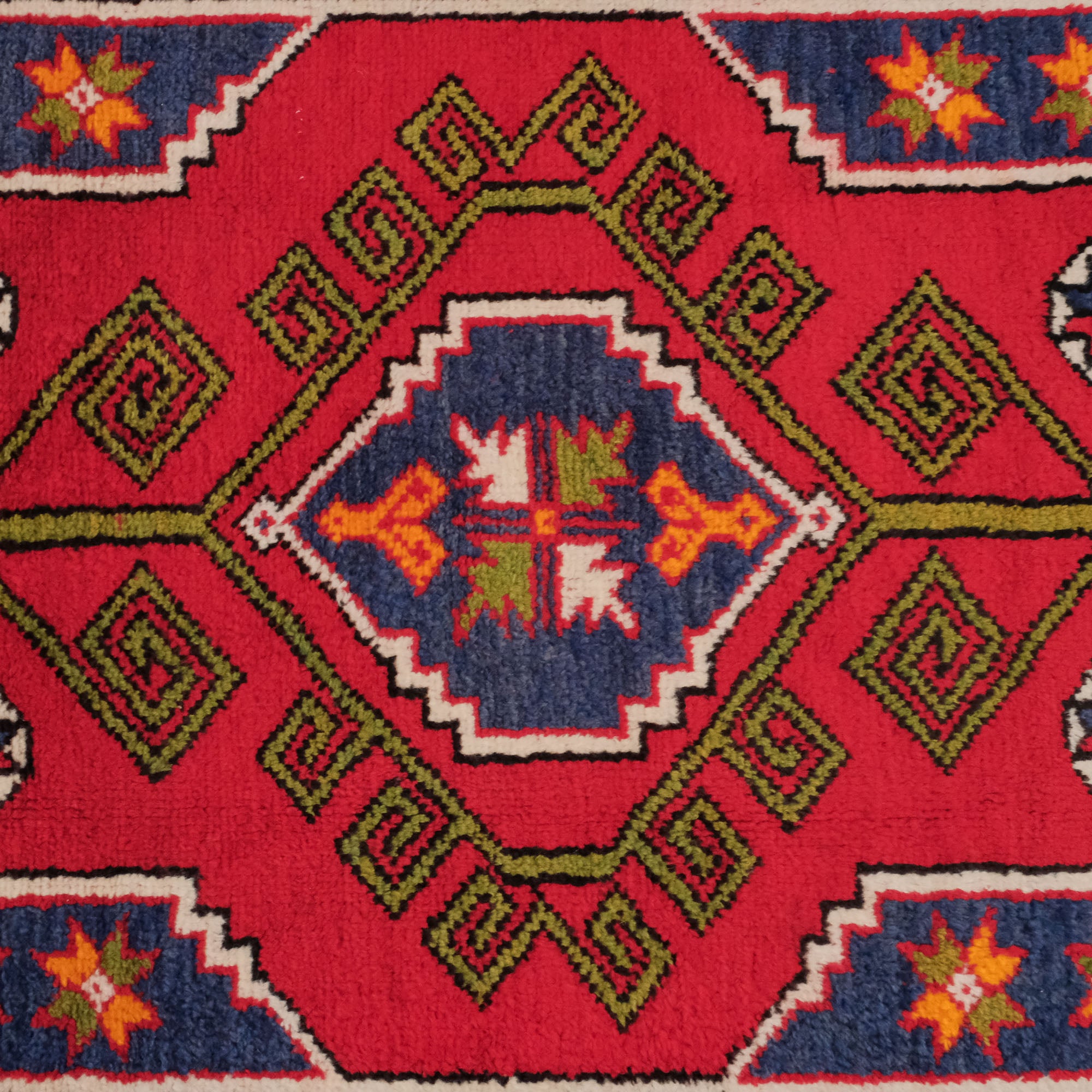 Anatolian Patterned Colorful Wool Çanakkale Village Woven Carpet