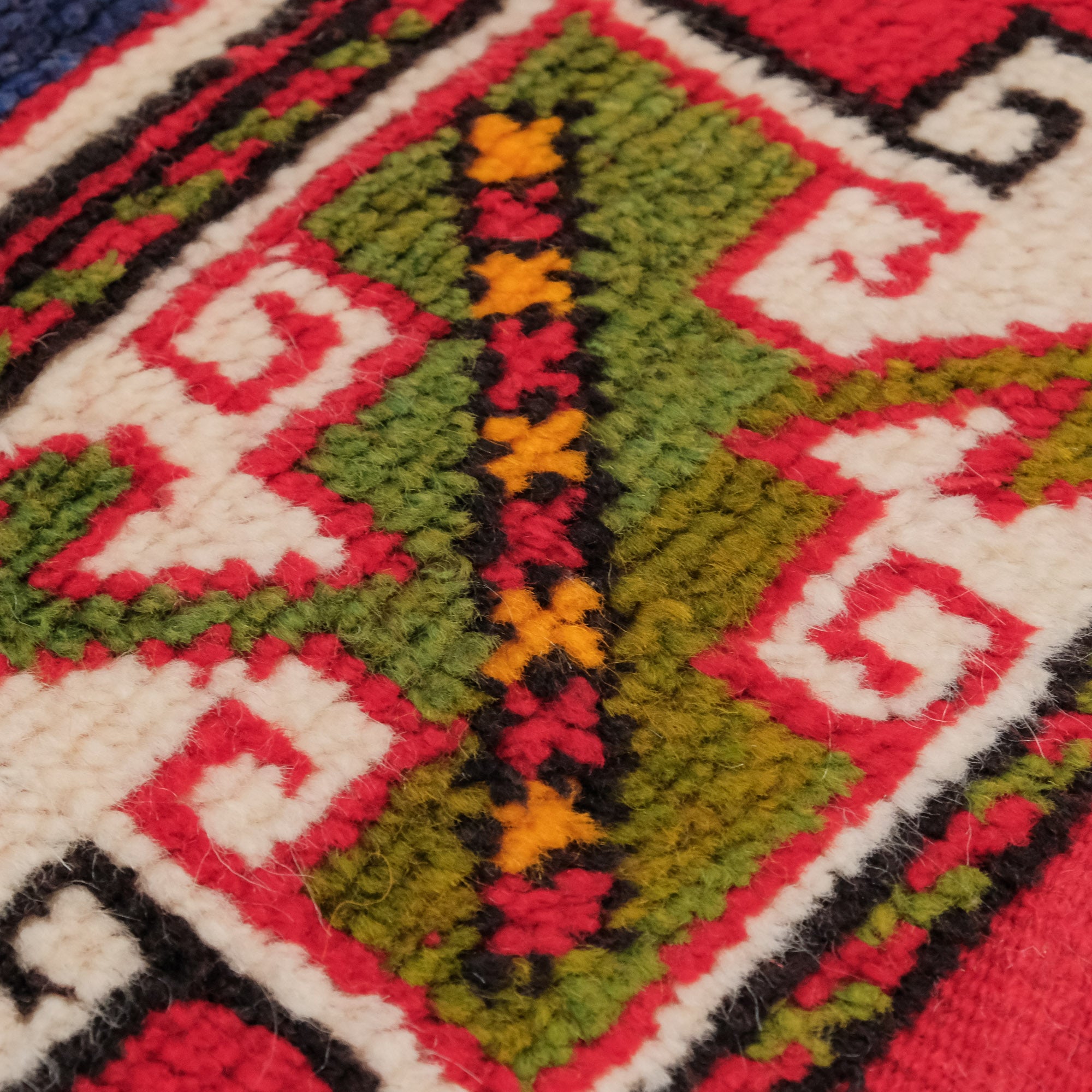 Anatolian Patterned Colorful Wool Çanakkale Village Woven Carpet