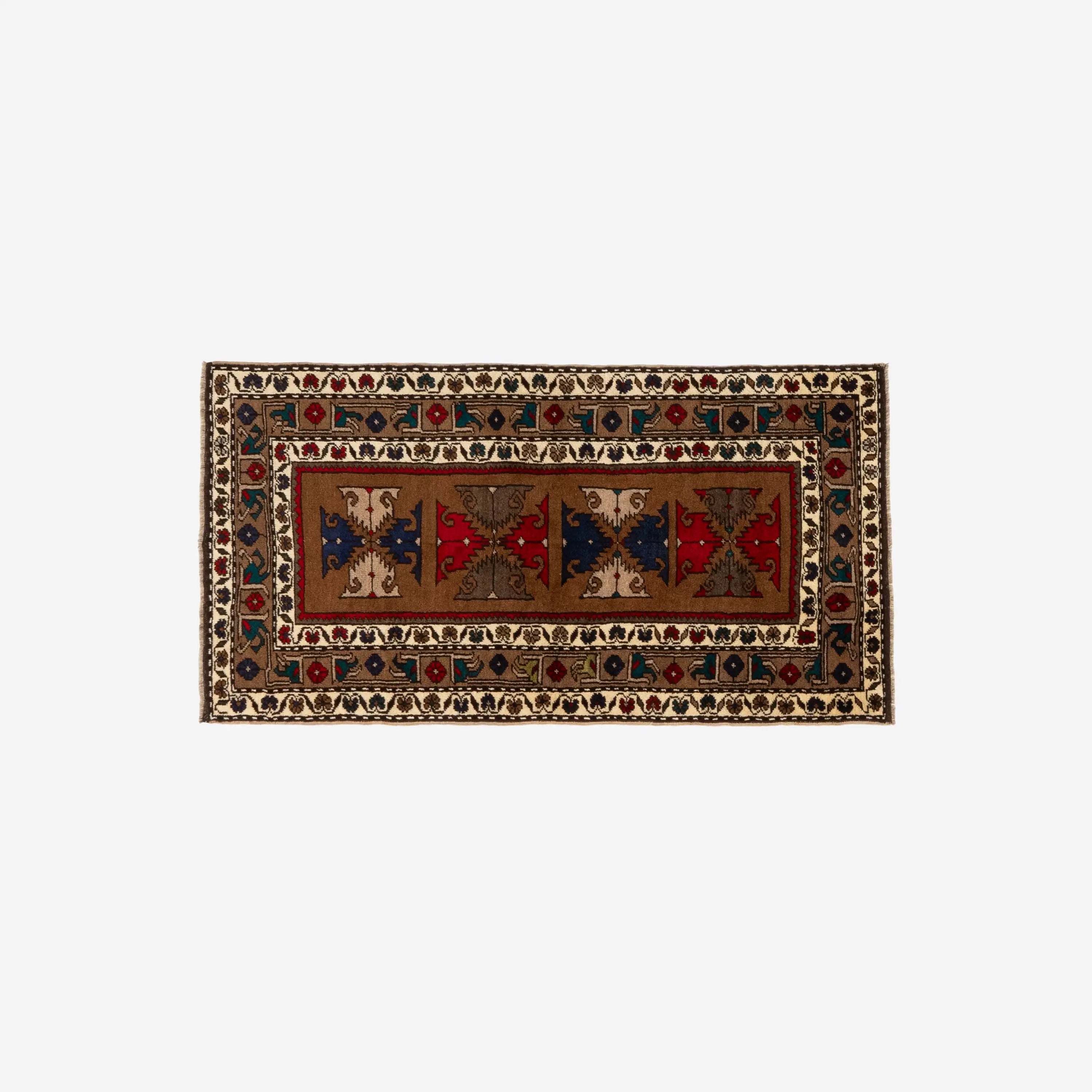 Anadolu Desenli Rengarenk Yün Karaman Köy Dokuma Halı