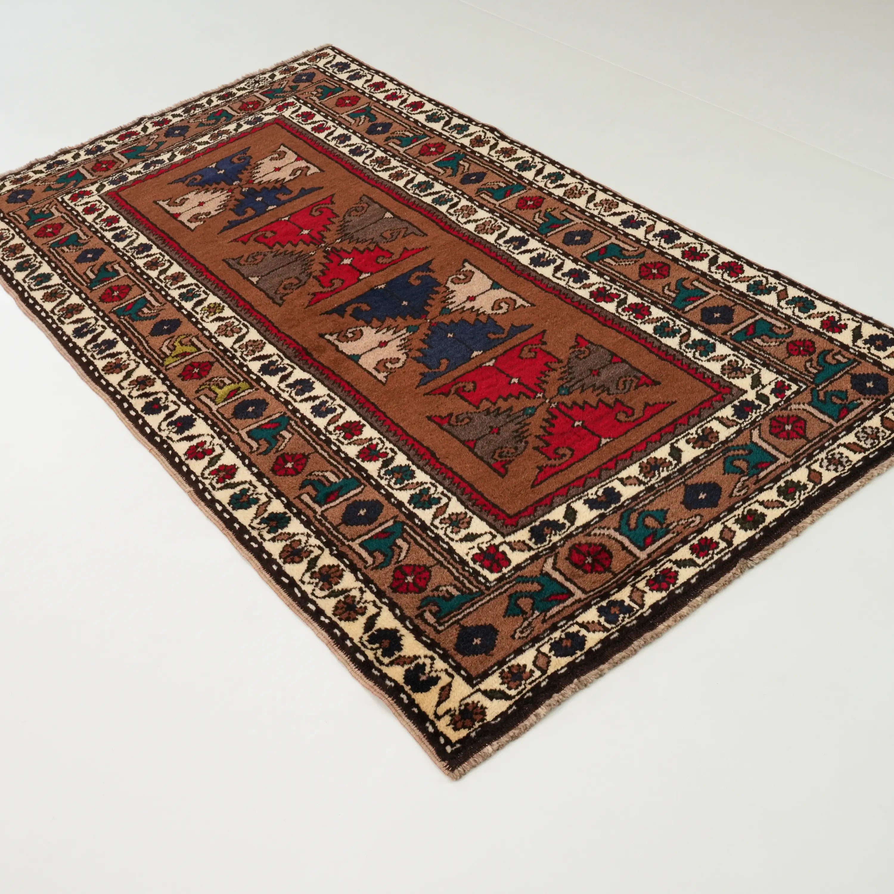 Anadolu Desenli Rengarenk Yün Karaman Köy Dokuma Halı