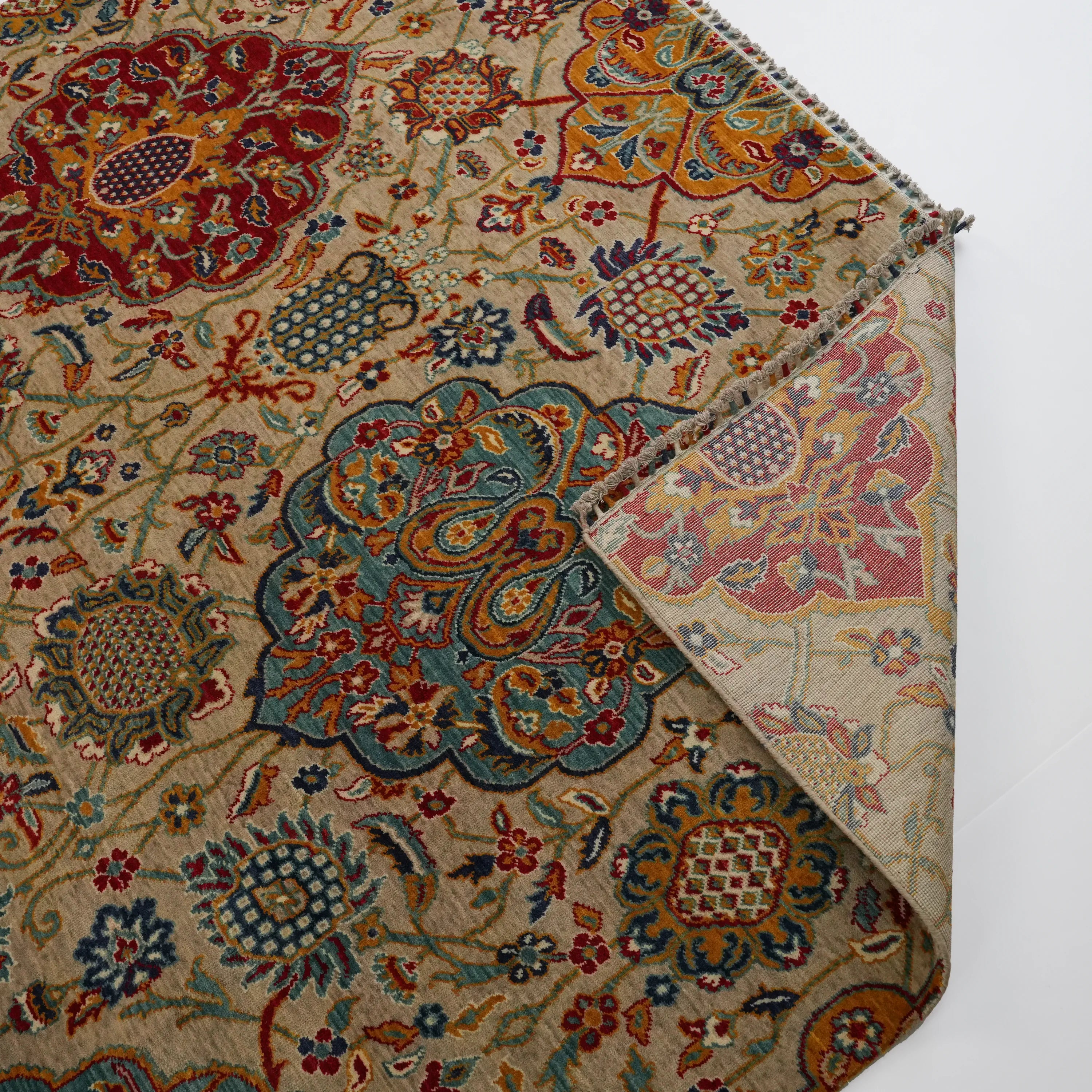 Anatolian Patterned Colorful Wool Loom Woven Rug