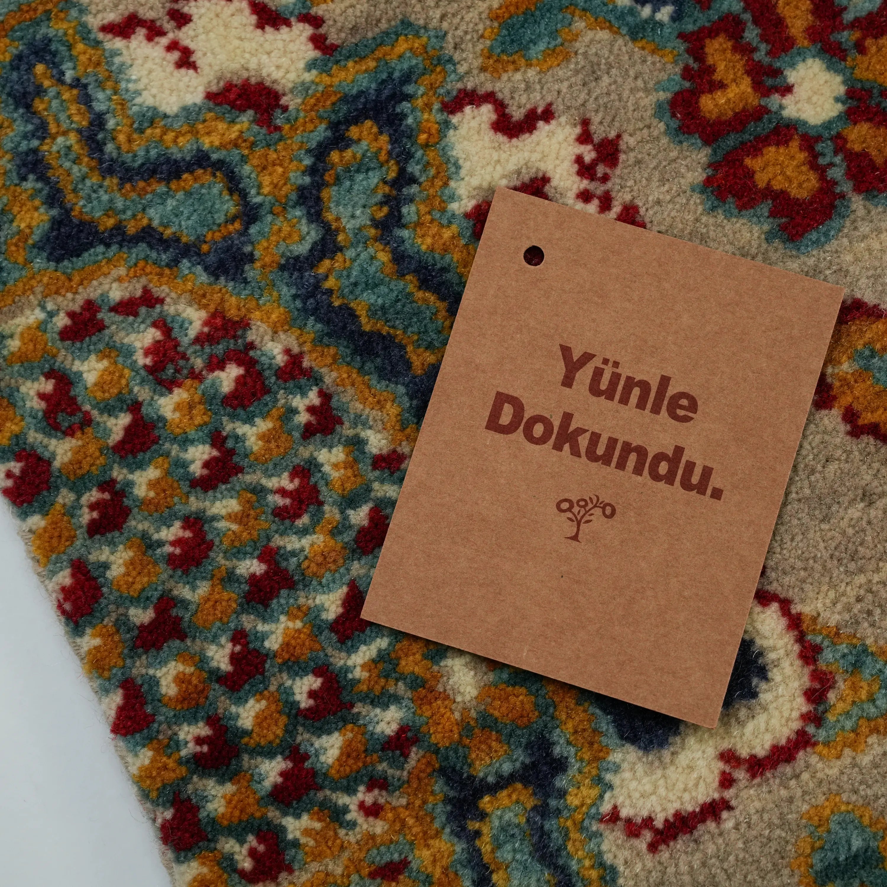 Anatolian Patterned Colorful Wool Loom Woven Rug