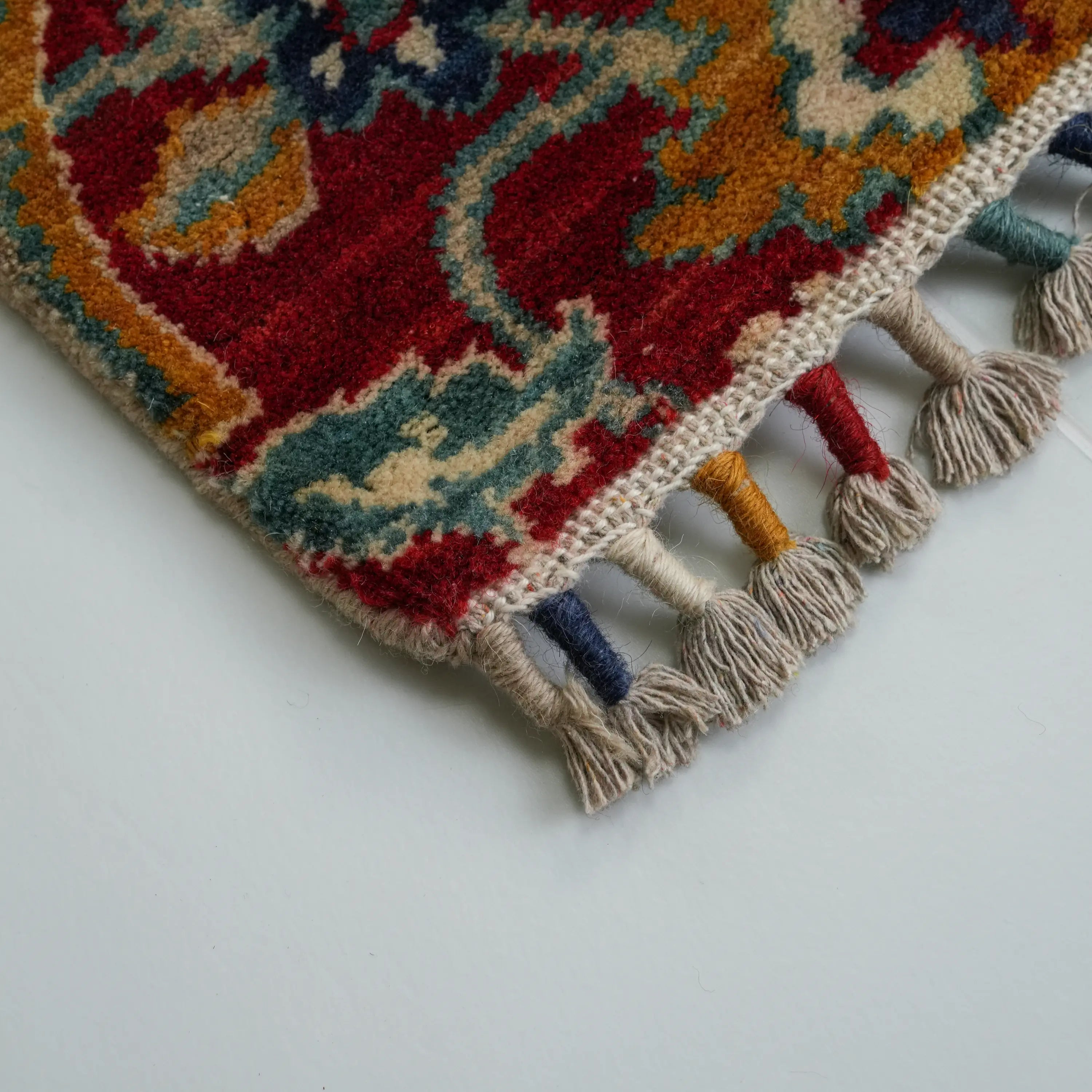 Anatolian Patterned Colorful Wool Loom Woven Rug