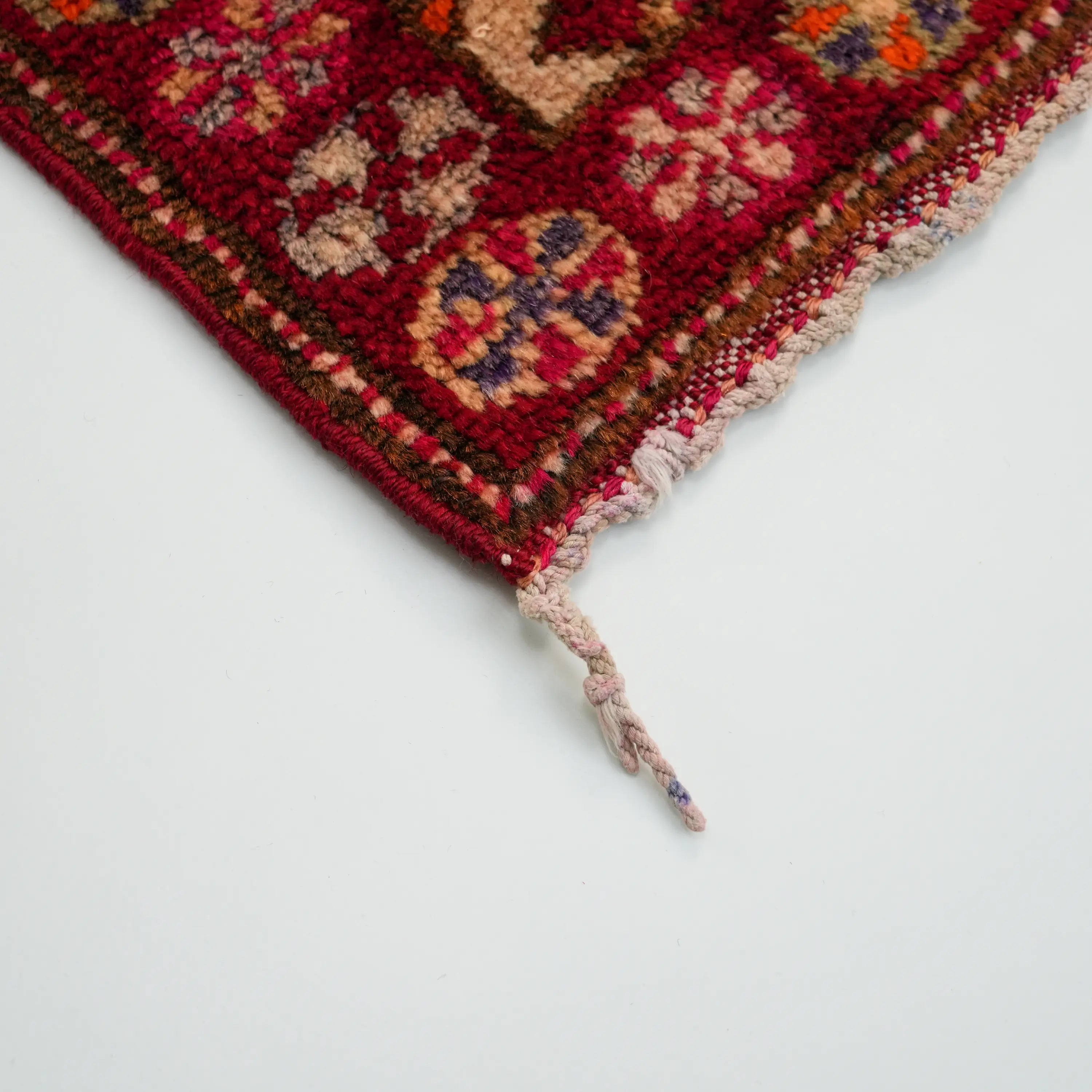 Anatolian Patterned Orange Chest Old Wool Herki Village Woven Rug