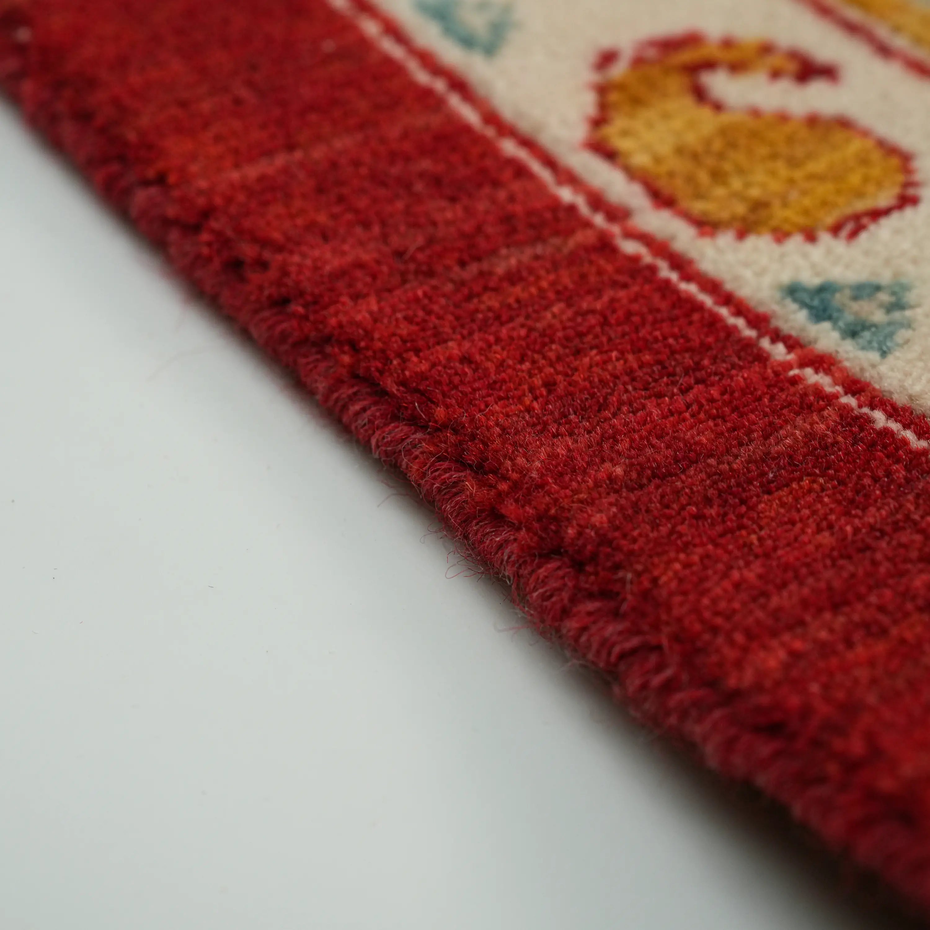 Anatolian Patterned Wool Red Loom Woven Rug