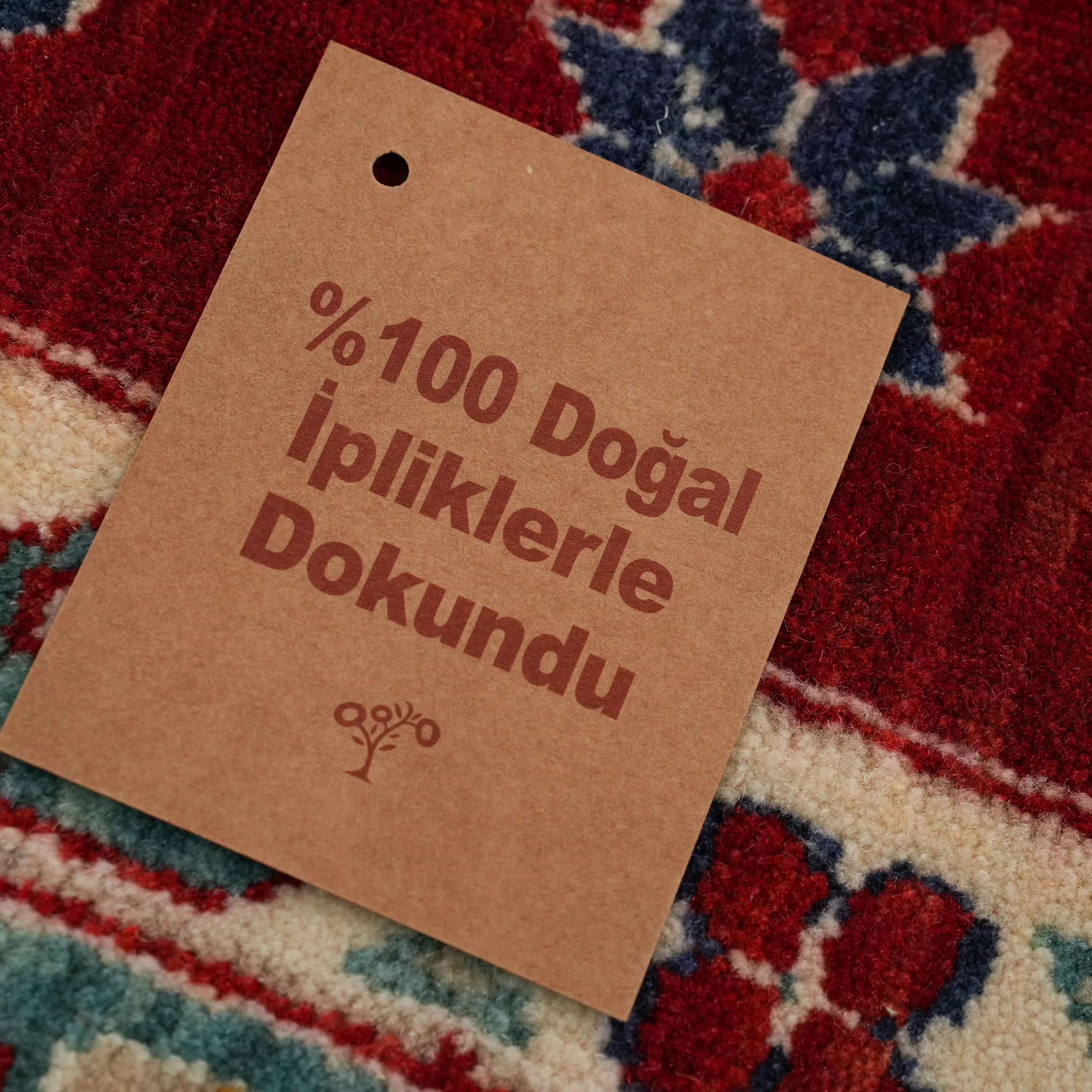 Anatolian Patterned Wool Red Loom Woven Rug