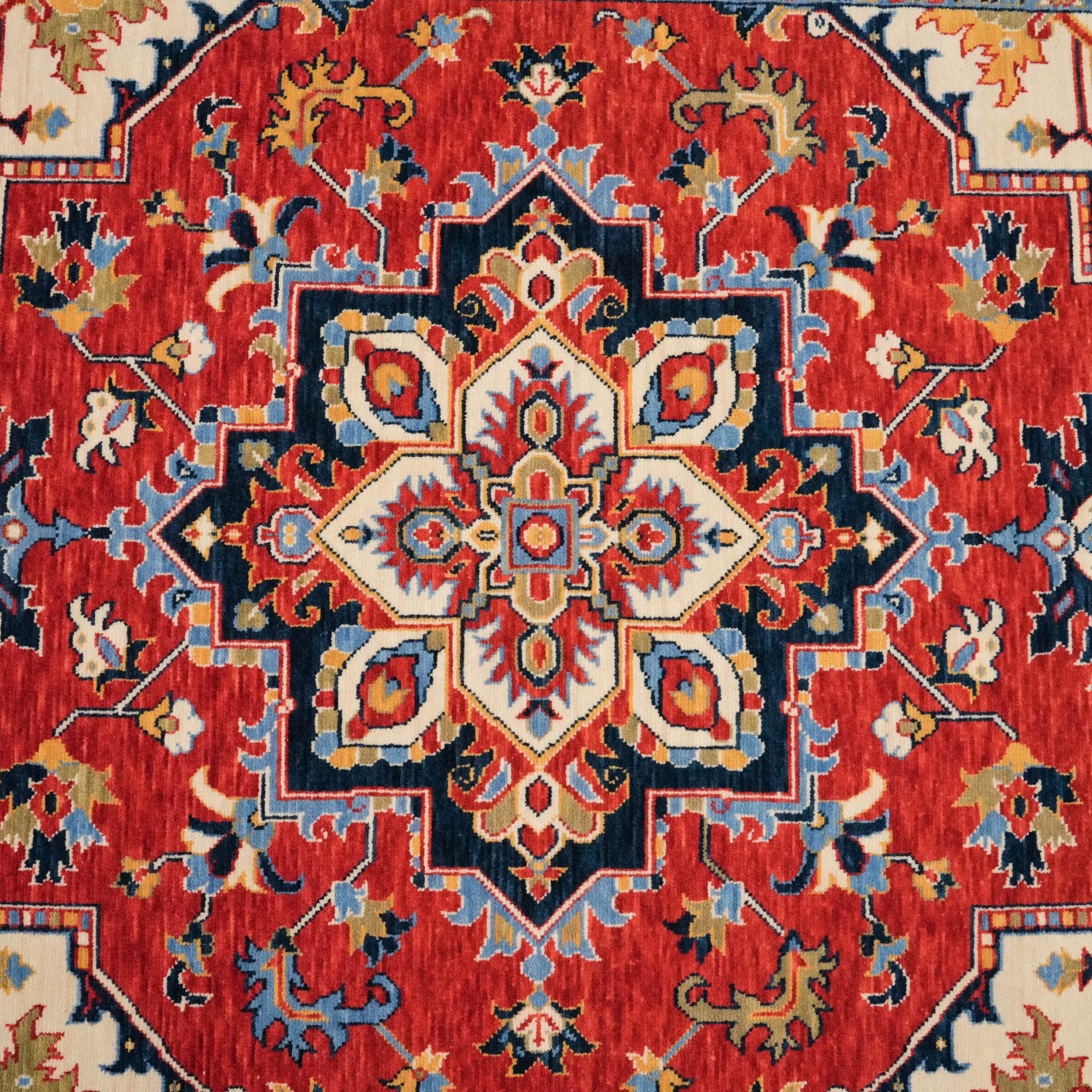 Tempus Series Red Wool Special Loom Carpet with Anatolian Medallion Pattern