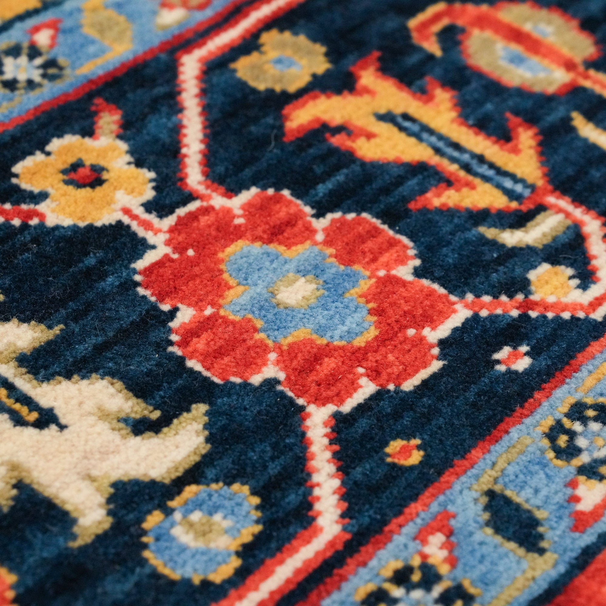 Tempus Series Red Wool Special Loom Carpet with Anatolian Medallion Pattern
