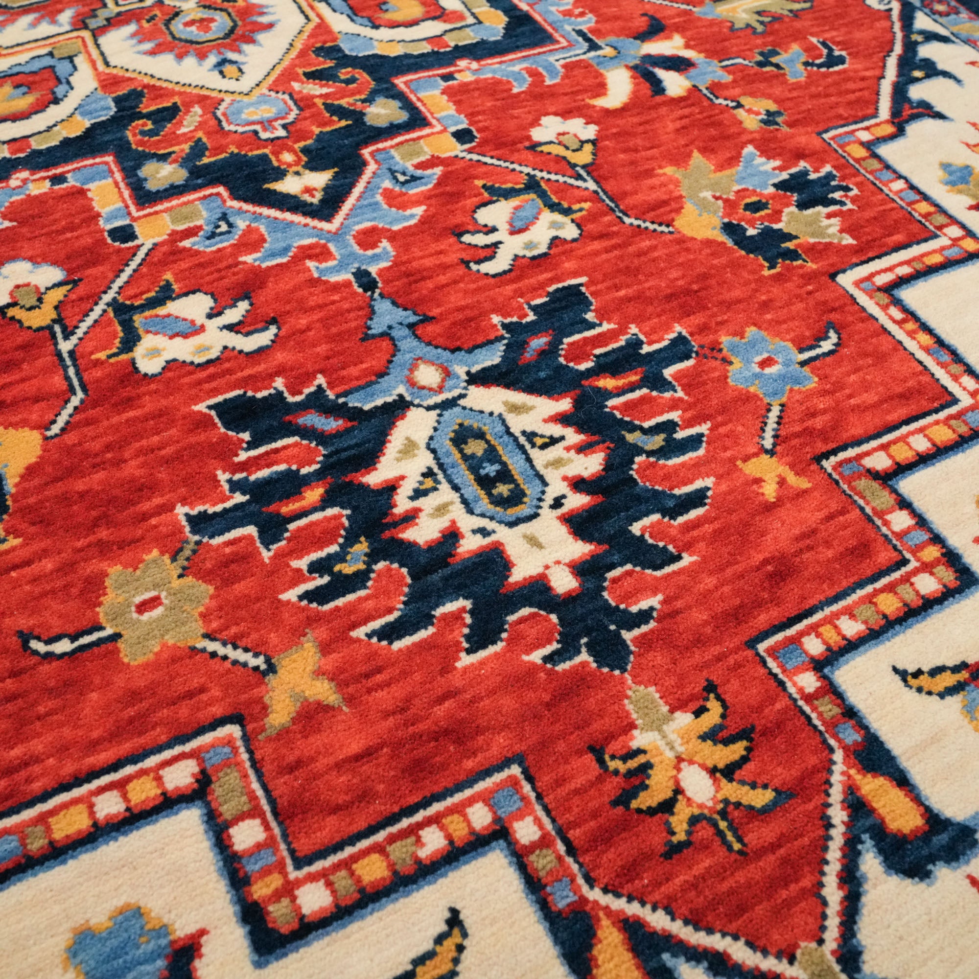Tempus Series Red Wool Special Loom Carpet with Anatolian Medallion Pattern