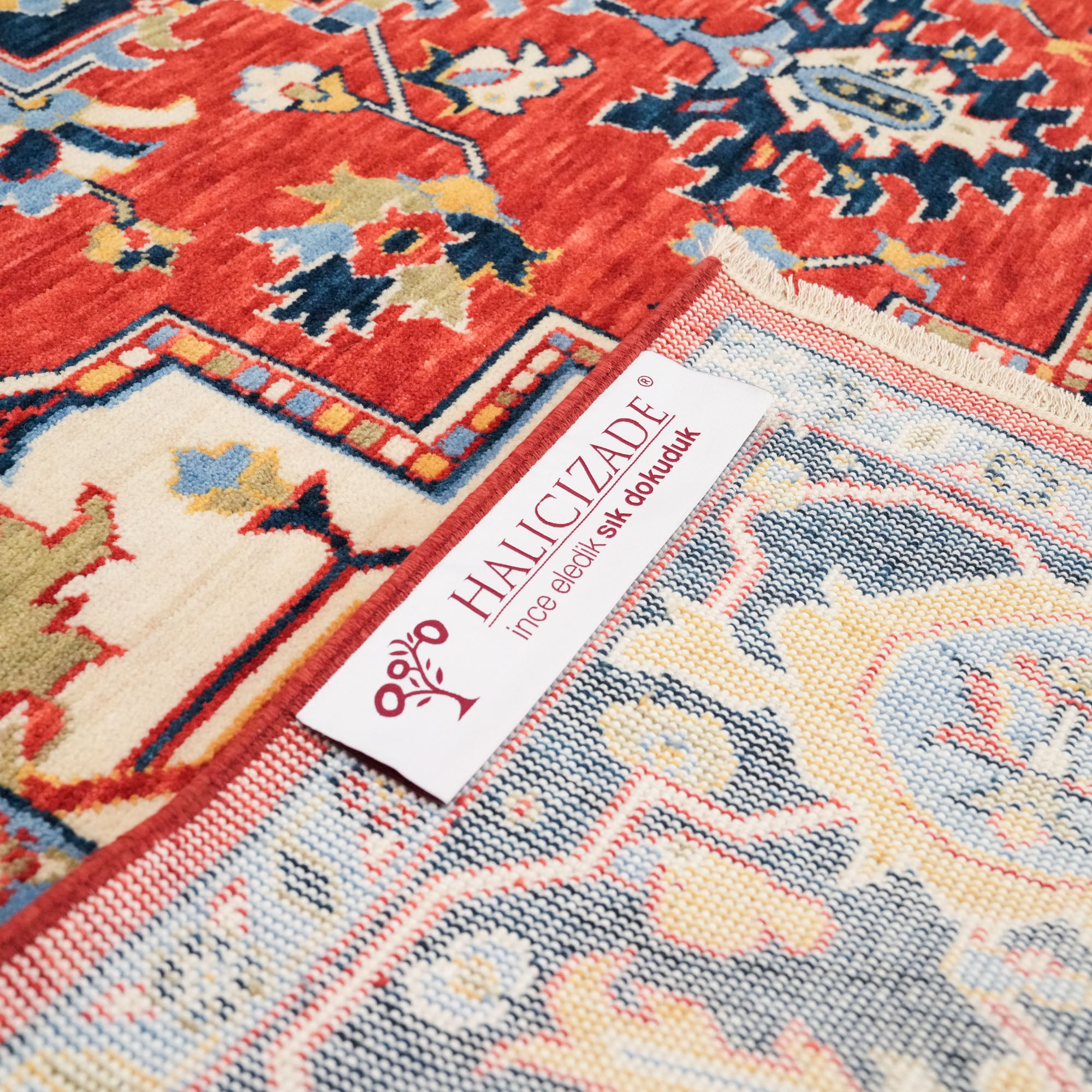 Tempus Series Red Wool Special Loom Carpet with Anatolian Medallion Pattern