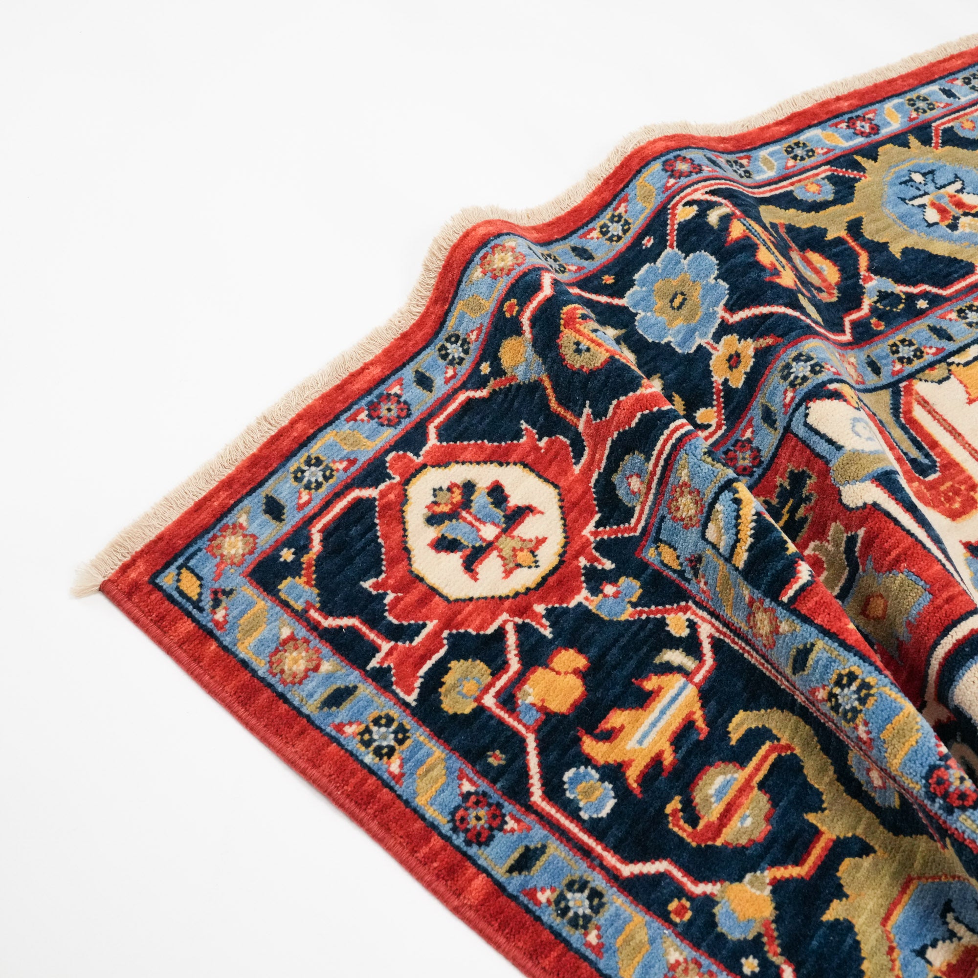 Tempus Series Red Wool Special Loom Carpet with Anatolian Medallion Pattern