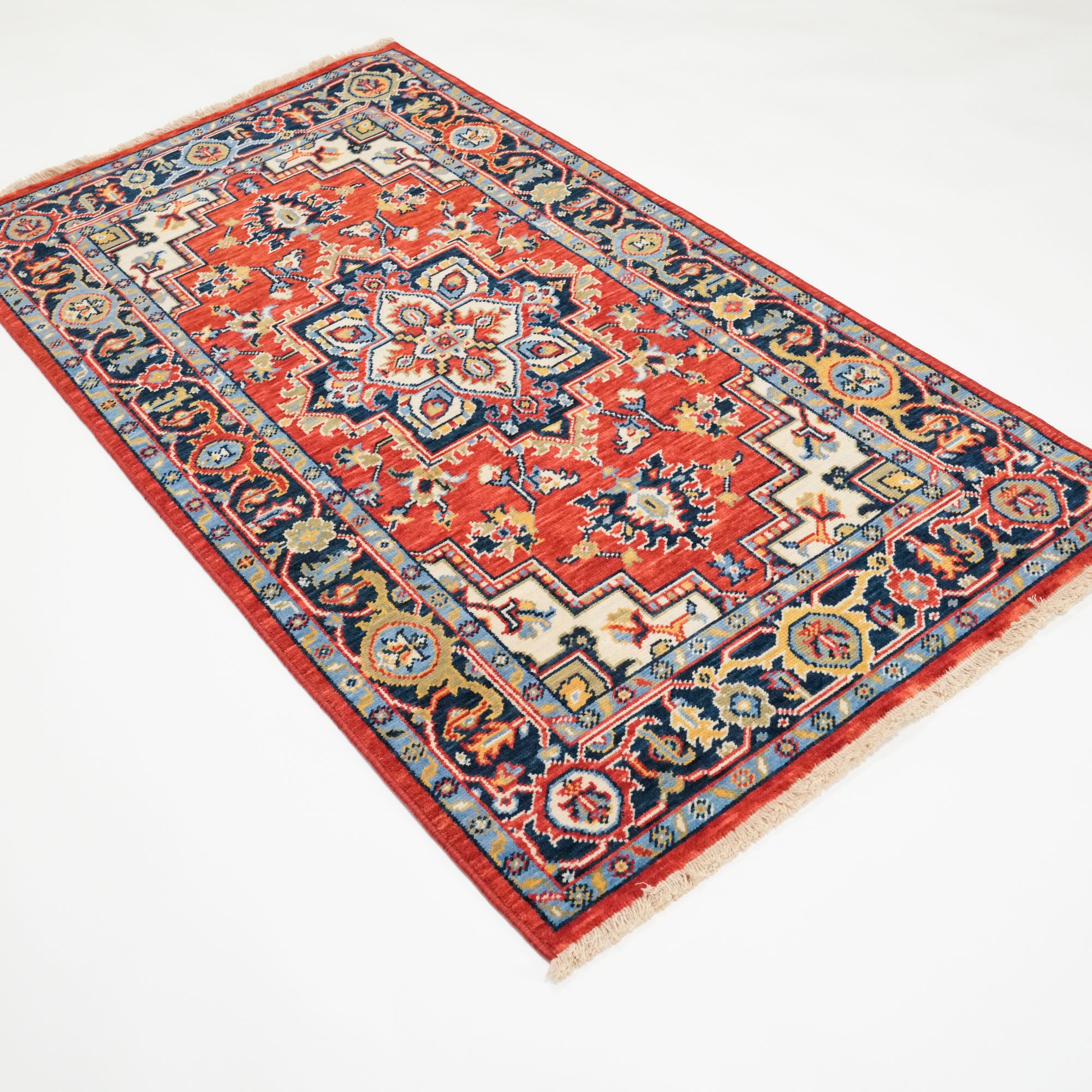 Tempus Series Red Wool Special Loom Carpet with Anatolian Medallion Pattern