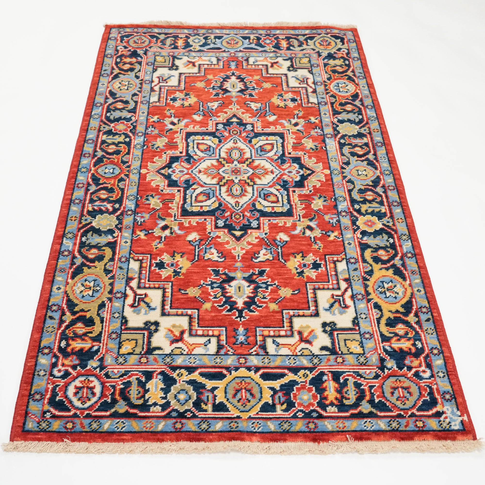 Tempus Series Red Wool Special Loom Carpet with Anatolian Medallion Pattern