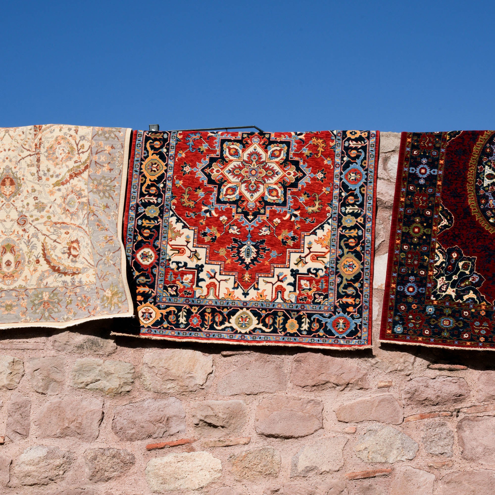 Tempus Series Red Wool Special Loom Carpet with Anatolian Medallion Pattern