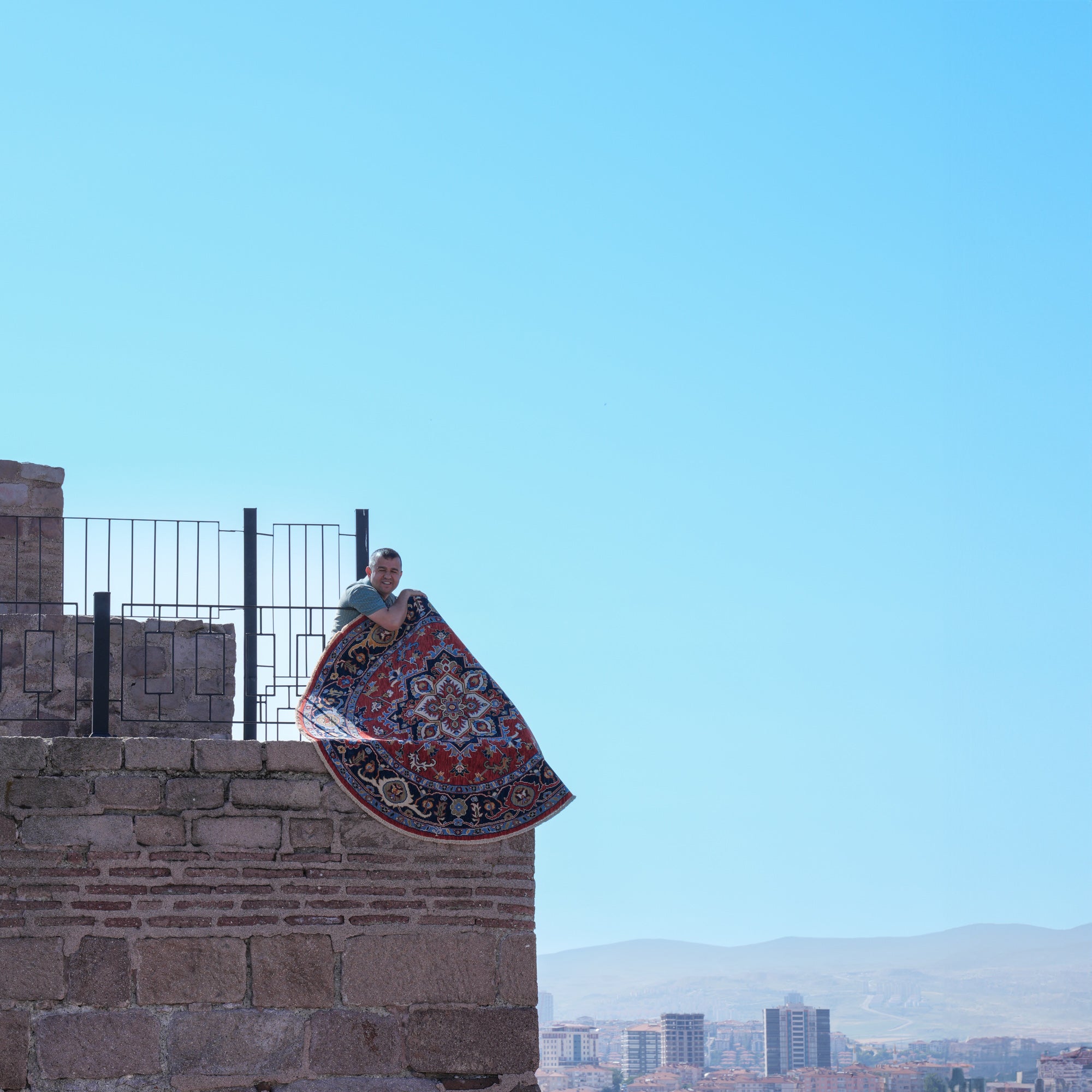 Tempus Series Red Wool Special Loom Carpet with Anatolian Medallion Pattern