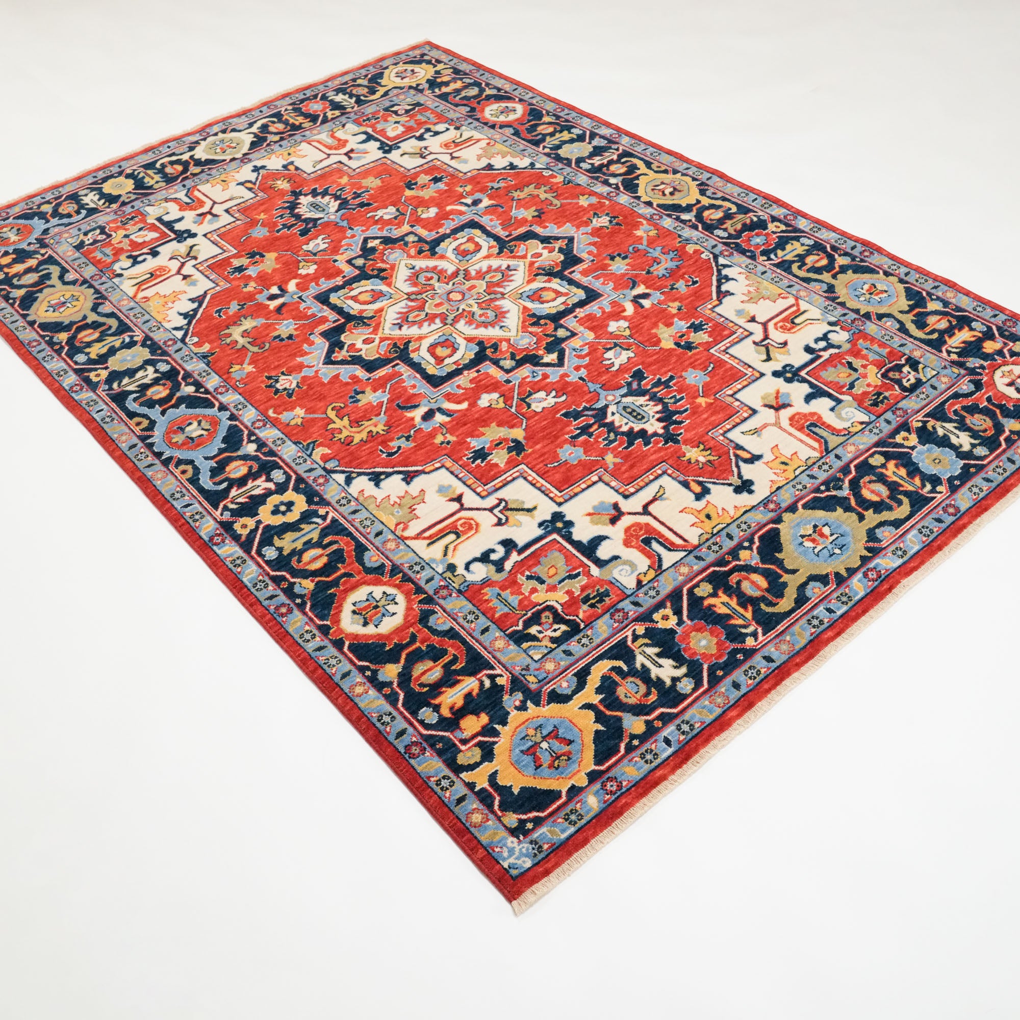 Tempus Series Red Wool Special Loom Carpet with Anatolian Medallion Pattern