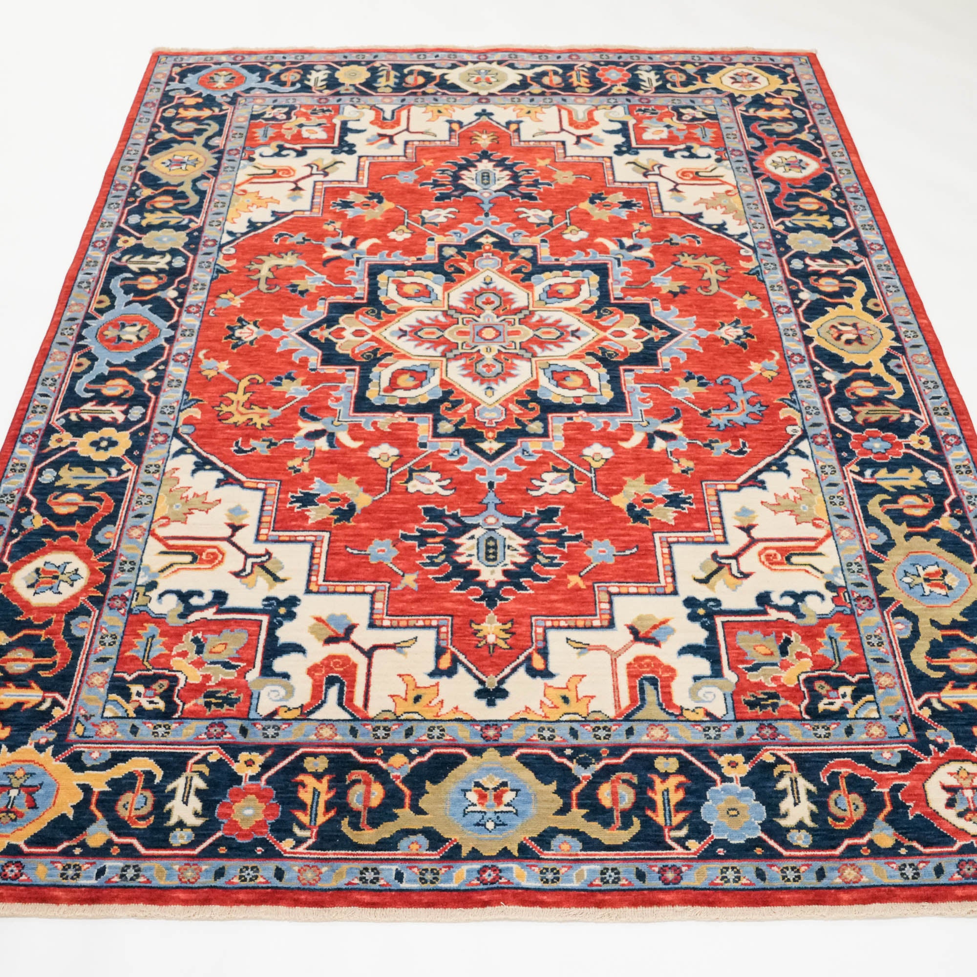 Tempus Series Red Wool Special Loom Carpet with Anatolian Medallion Pattern