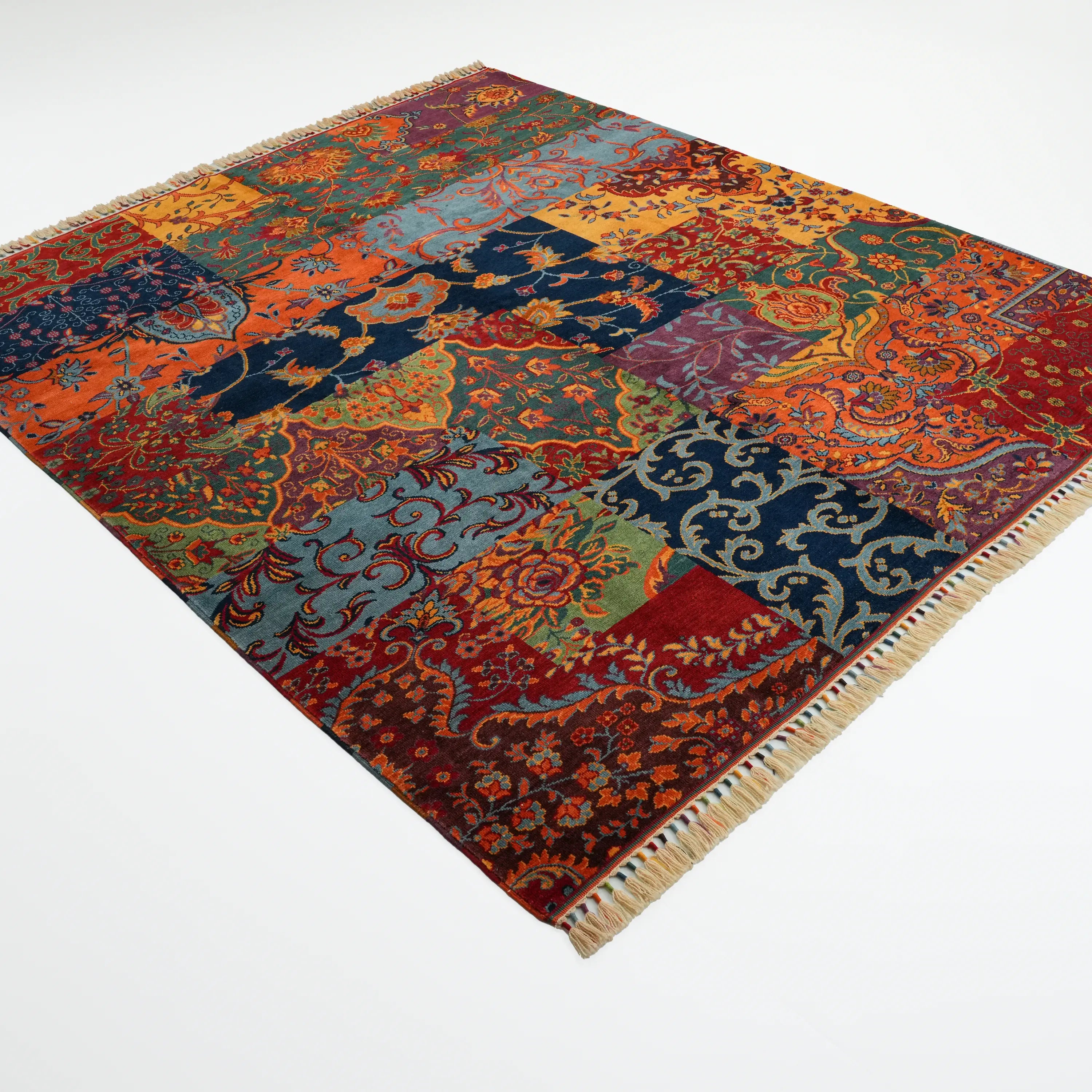 Anadolu Şal Serisi El Dokuma Patchwork Desenli Rengarenk Yün Rug