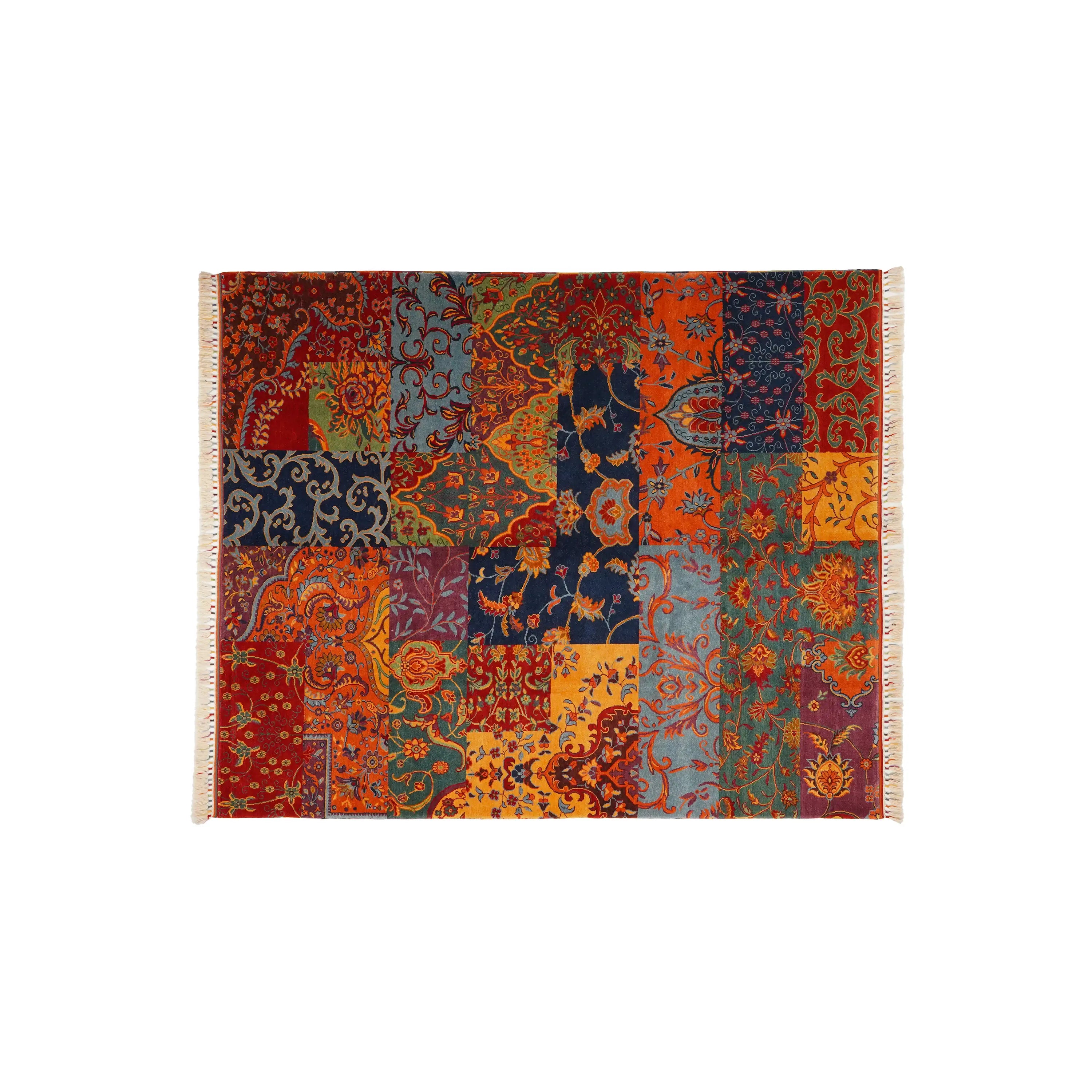 Anadolu Şal Serisi El Dokuma Patchwork Desenli Rengarenk Yün Rug