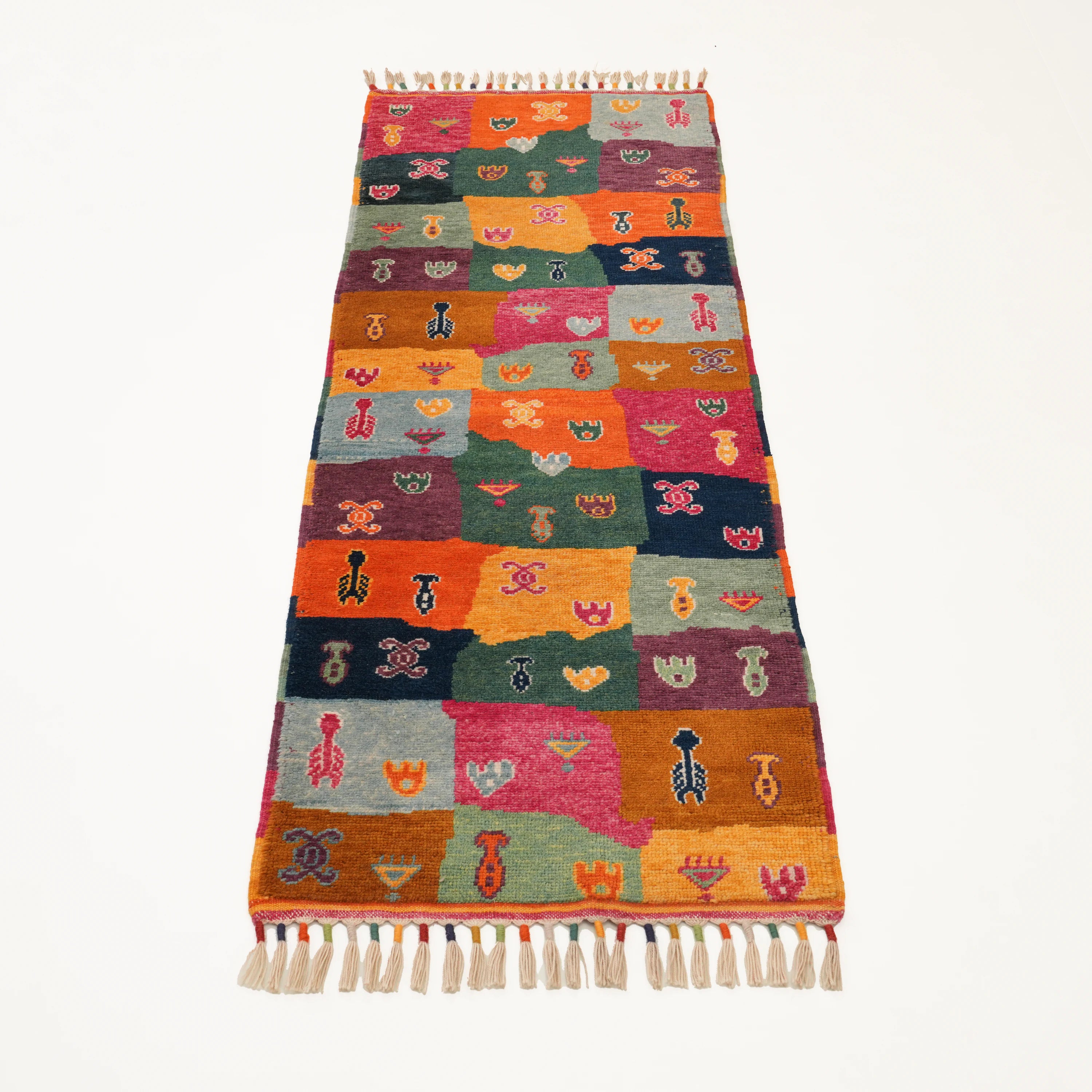 Anatolian Shawl Series Handwoven Patchwork Patterned colorful Wool Rug