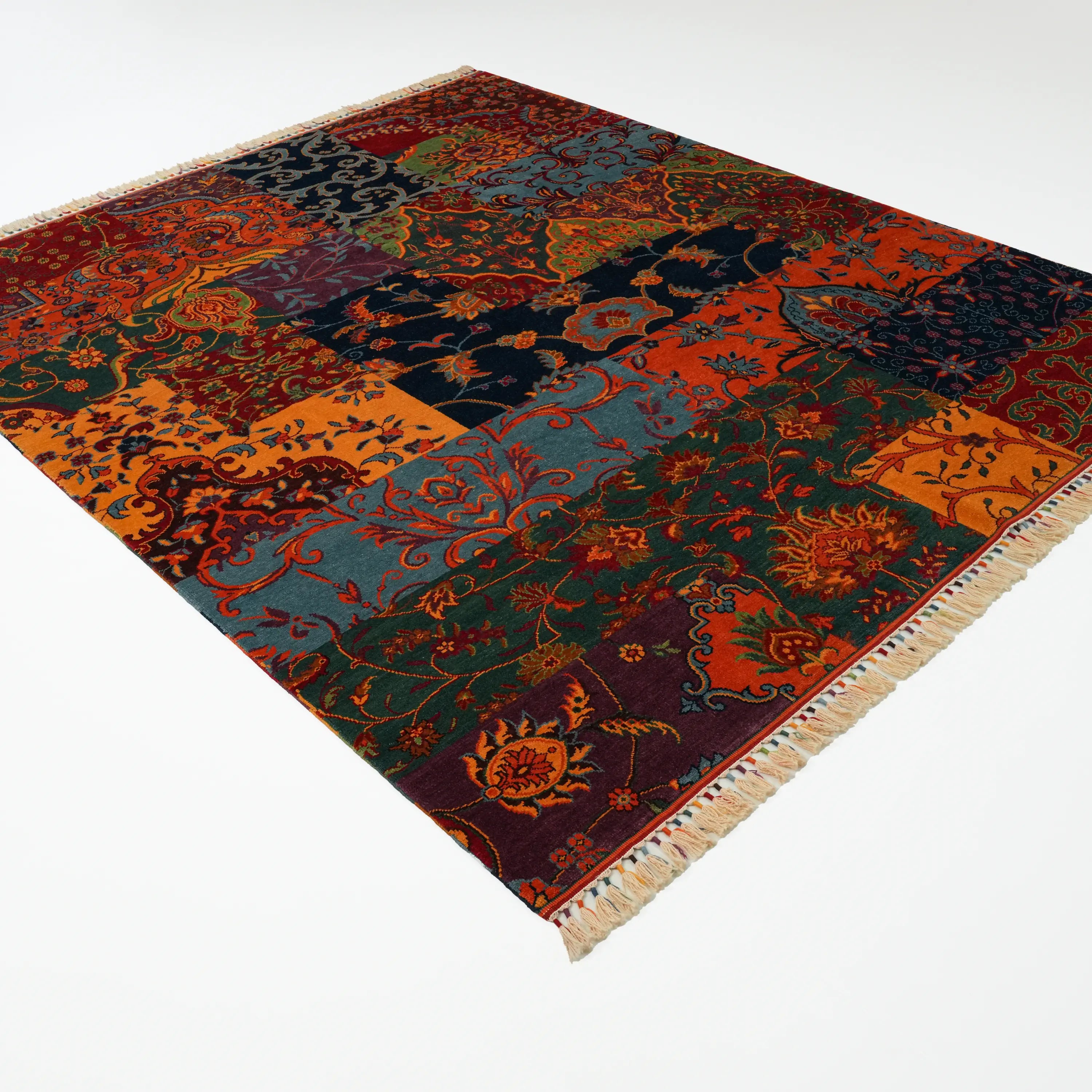 Anadolu Şal Serisi El Dokuma Patchwork Desenli Rengarenk Yün Rug