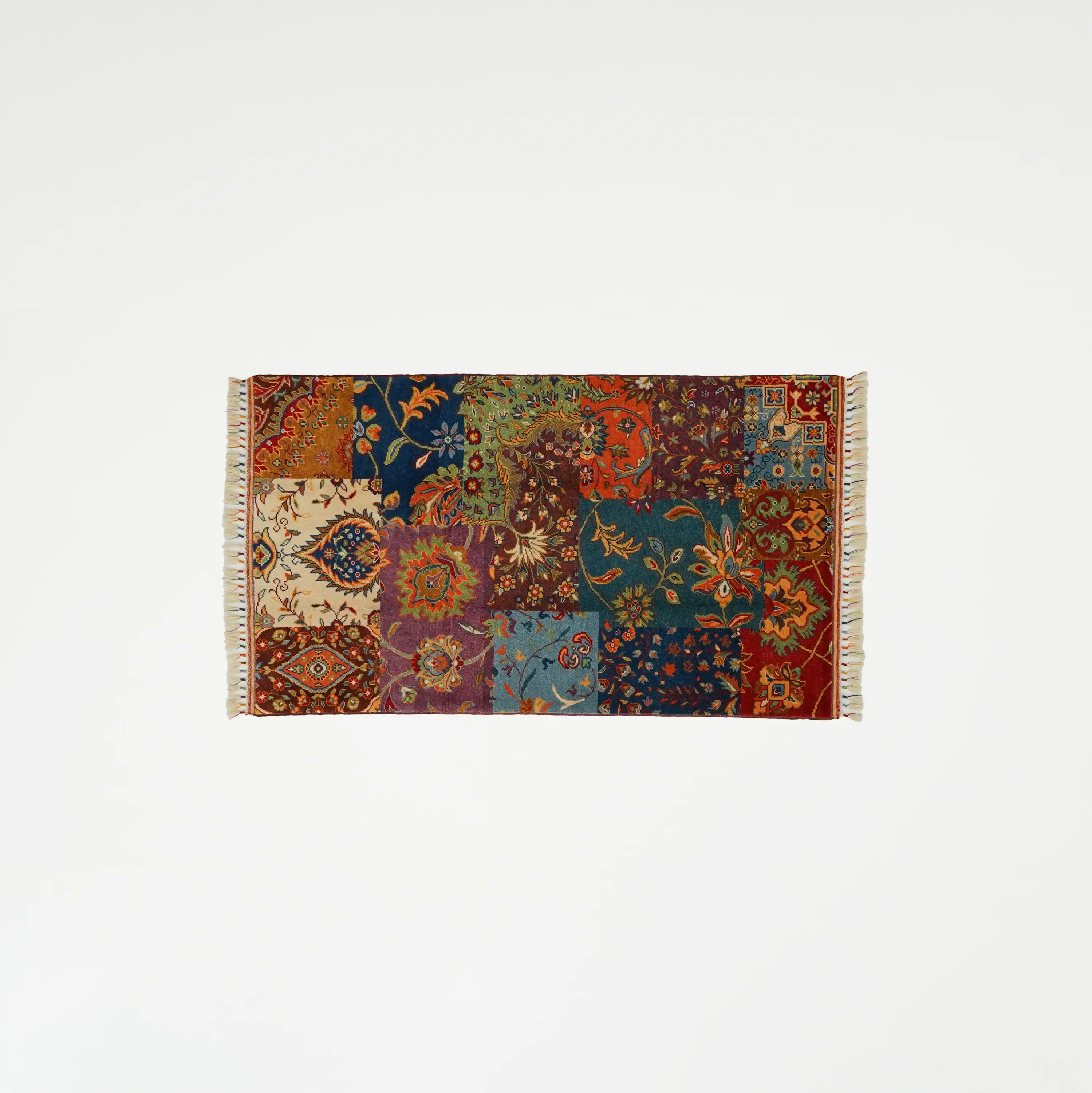 Anadolu Şal Serisi El Dokuma Patchwork Desenli Rengarenk Yün Halı