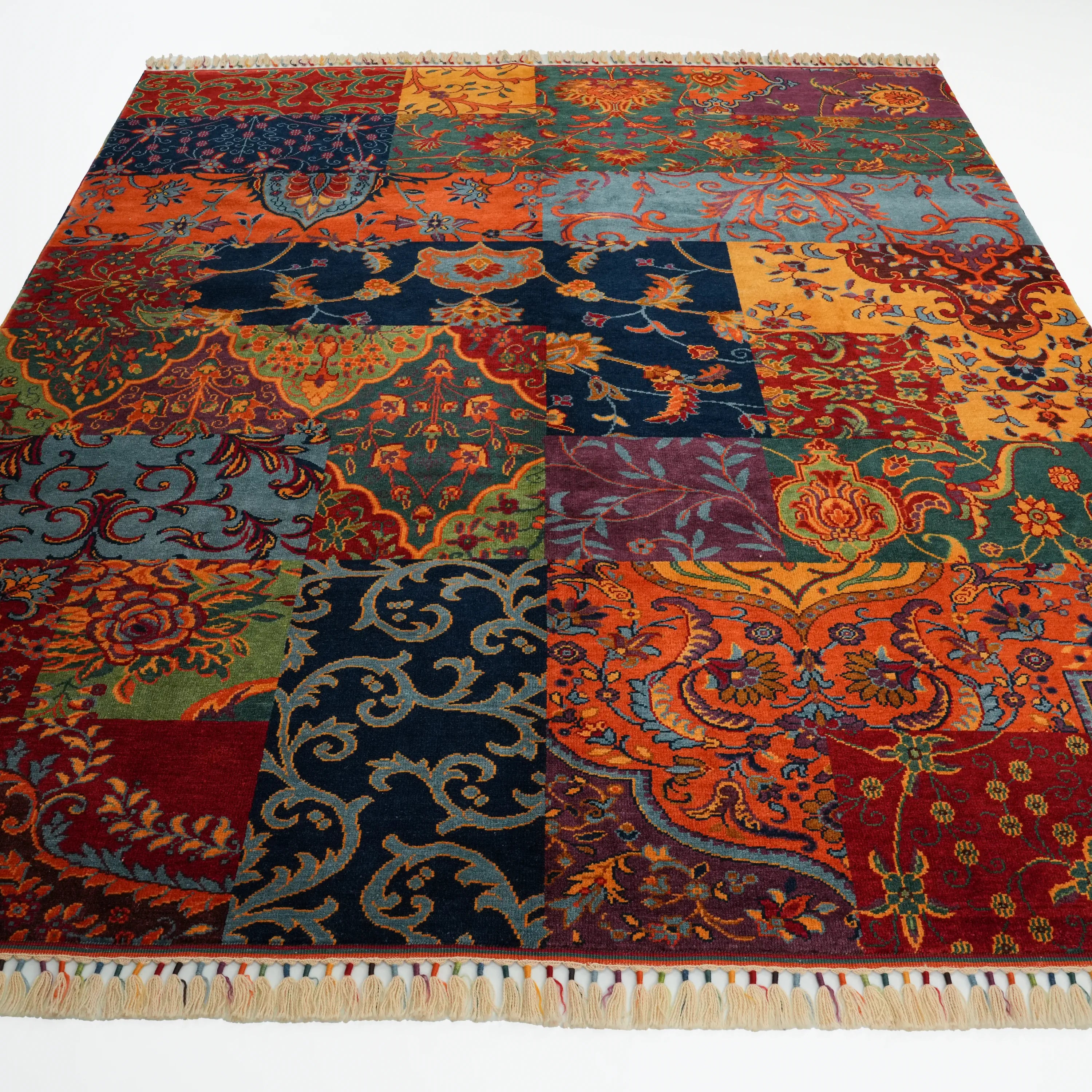 Anadolu Şal Serisi El Dokuma Patchwork Desenli Rengarenk Yün Rug