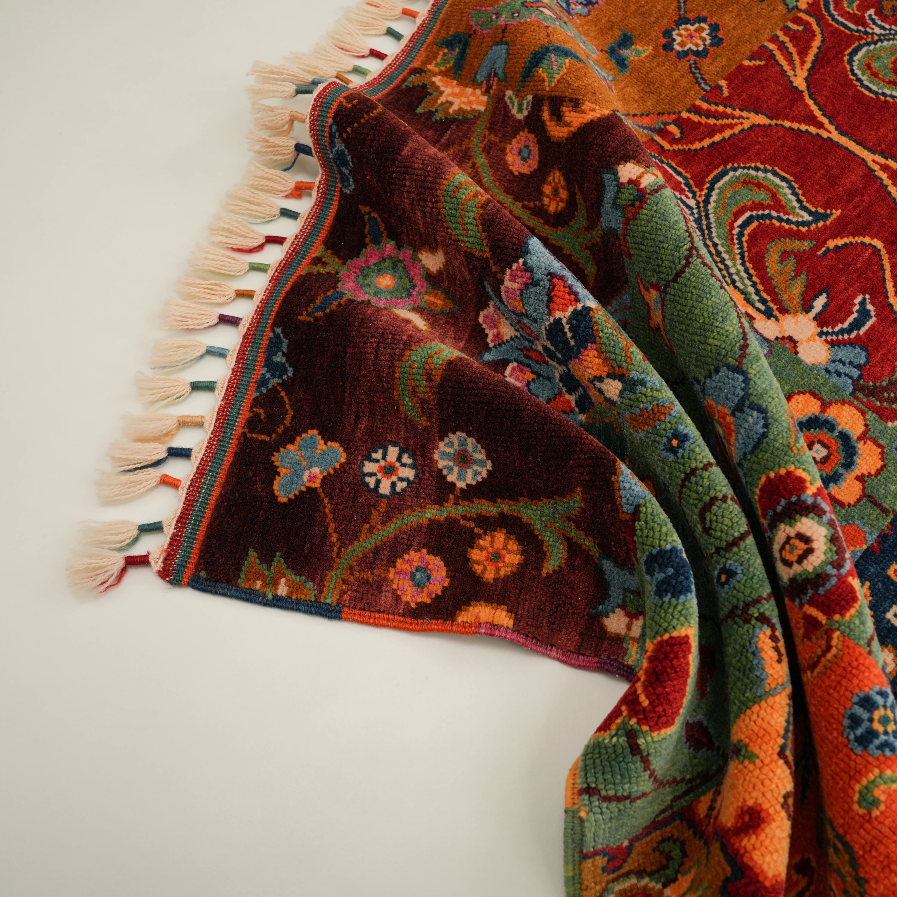 Anatolian Shawl Series Handwoven Patchwork Pattern Wool colorful Ethnic Rug