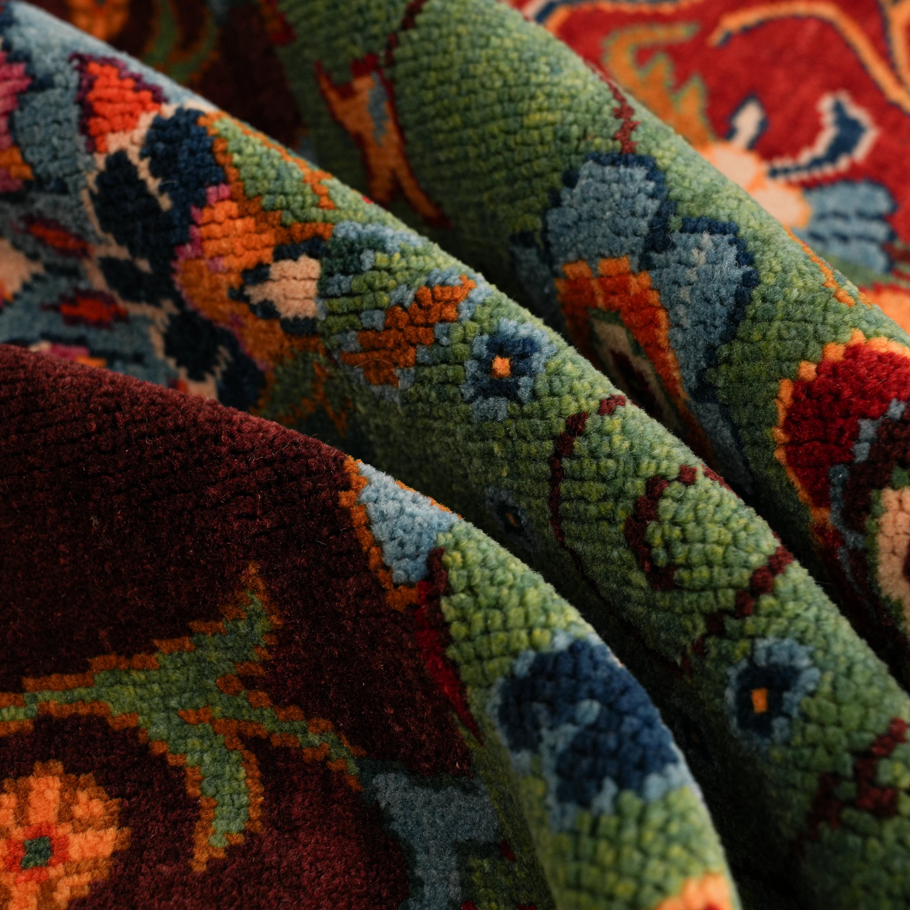 Anatolian Shawl Series Handwoven Patchwork Pattern Wool colorful Ethnic Rug