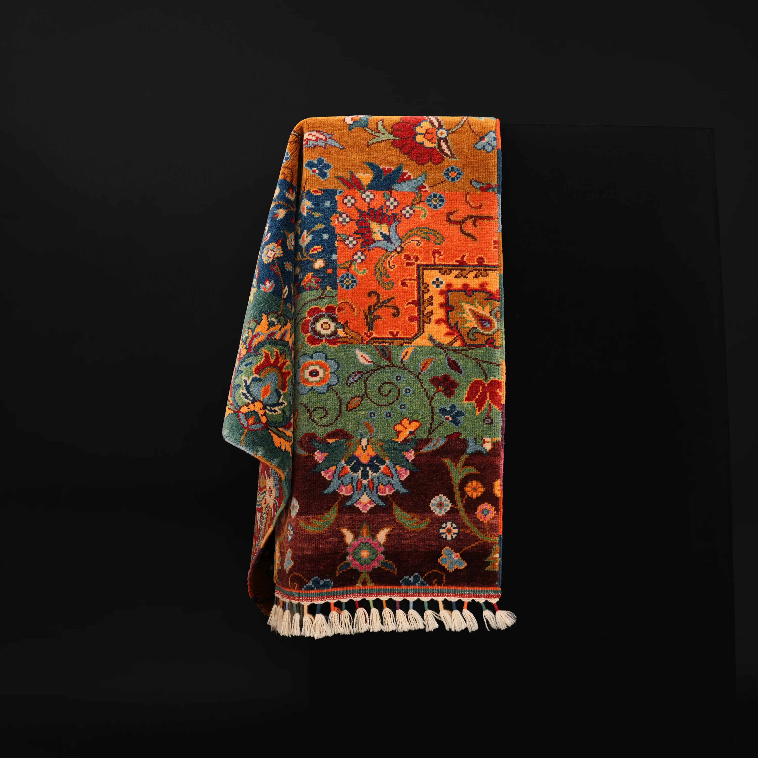 Anatolian Shawl Series Handwoven Patchwork Pattern Wool colorful Ethnic Rug