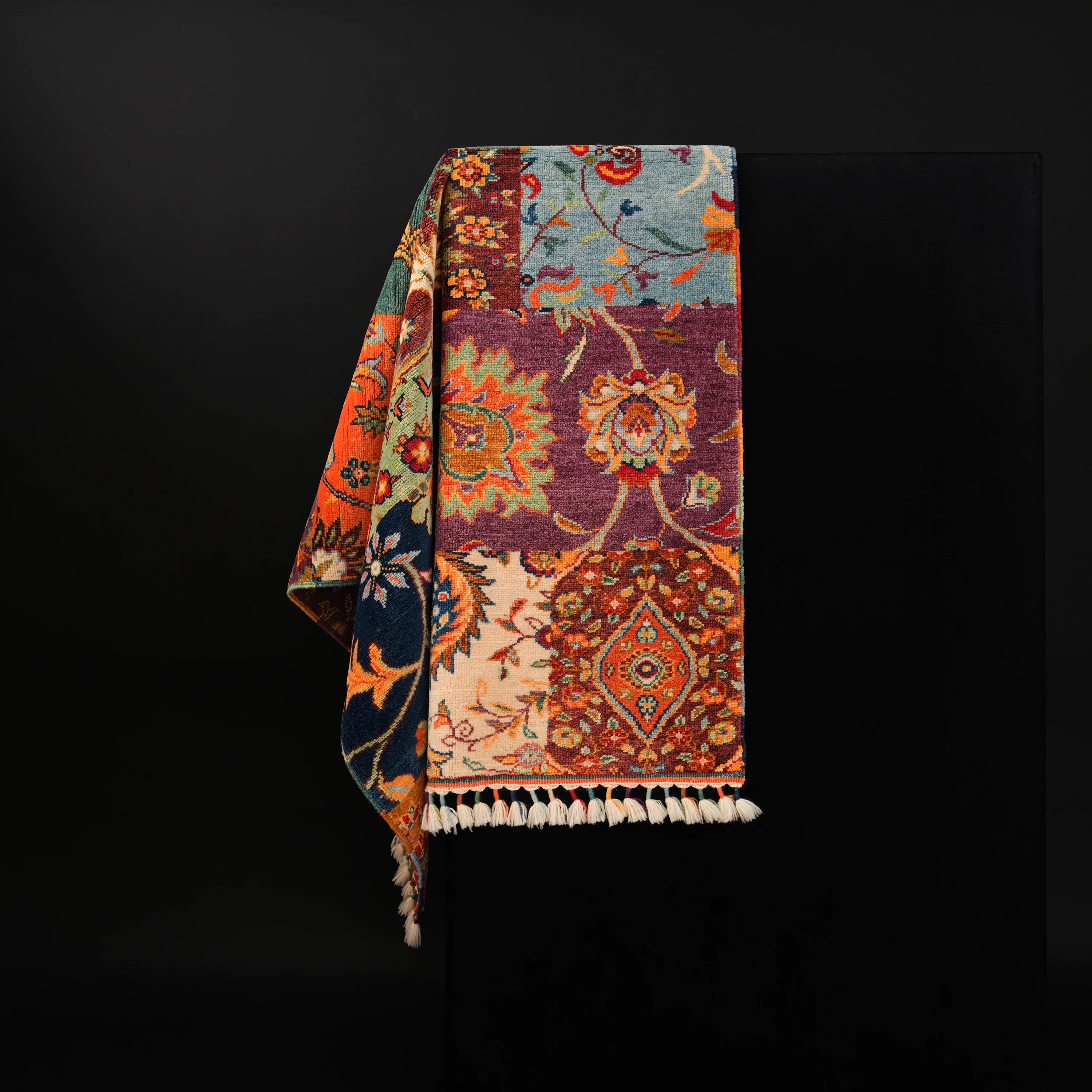 Anatolian Shawl Series Handwoven Patchwork Pattern Wool colorful Rug
