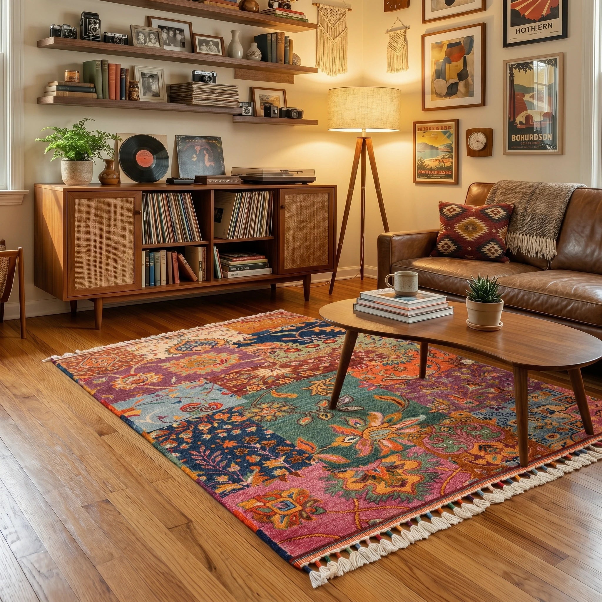 Anatolian Shawl Series Handwoven Patchwork Pattern Wool colorful Rug