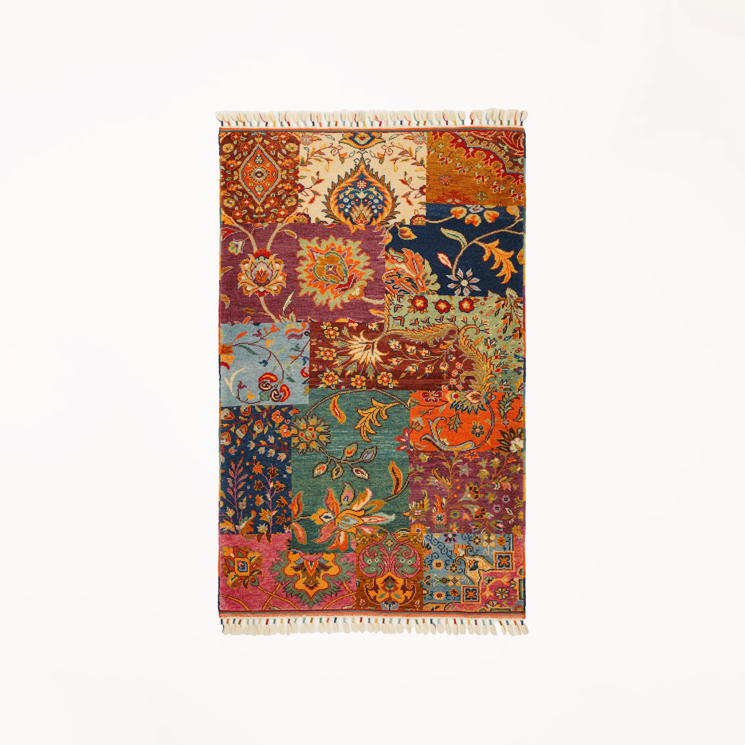 Anatolian Shawl Series Handwoven Patchwork Pattern Wool colorful Rug