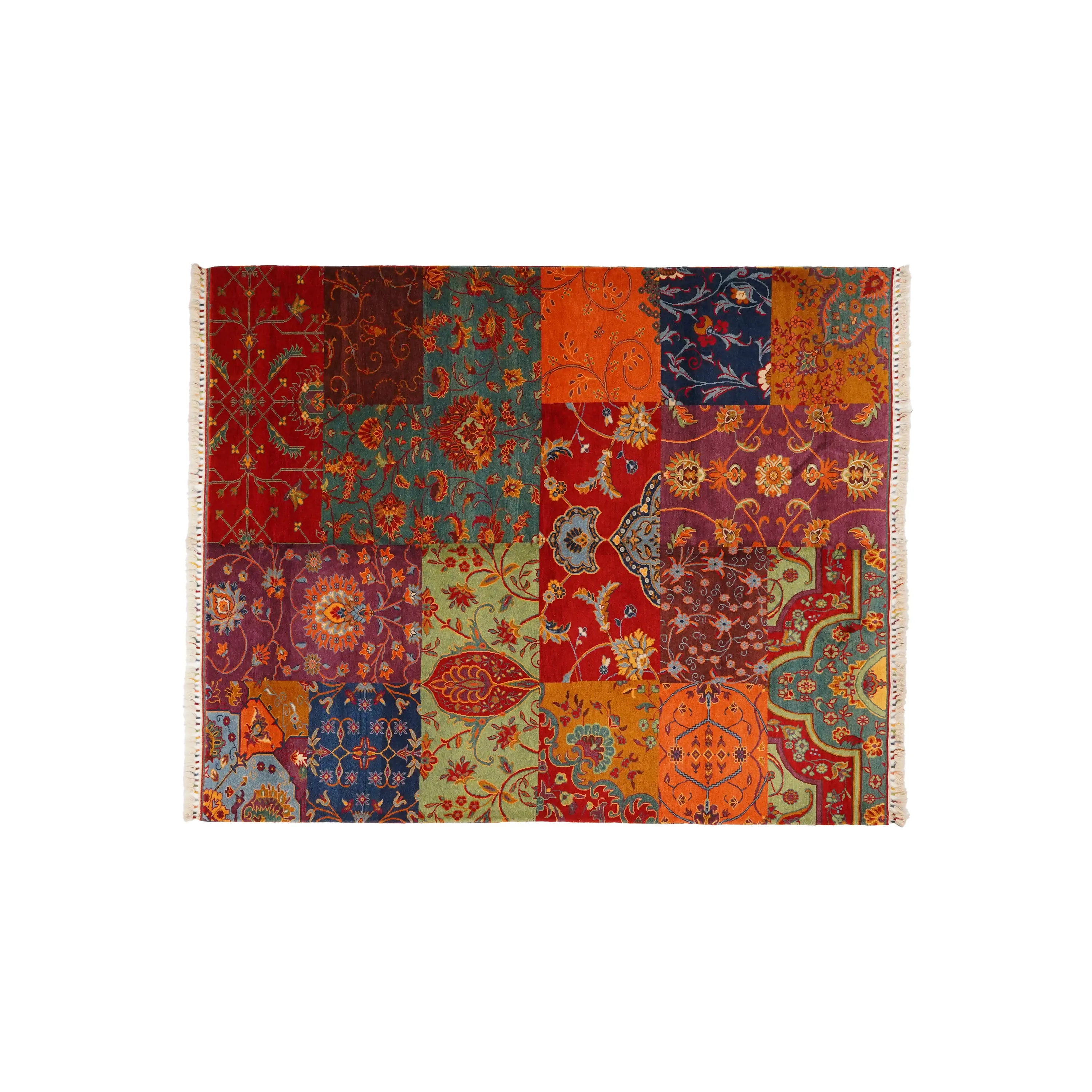 Anadolu Şal Series Handwoven Patchwork Pattern Wool Colorful Rug
