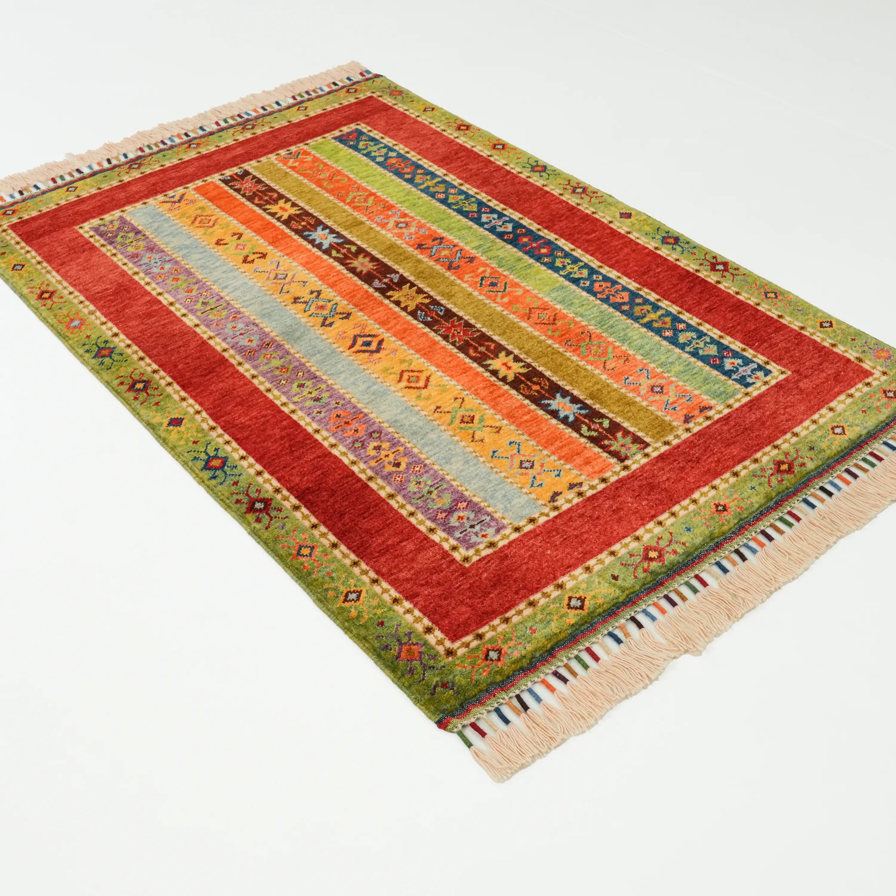 Anadolu Şal Series Handwoven Colorful Sivas Zara Patterned Wool Rug