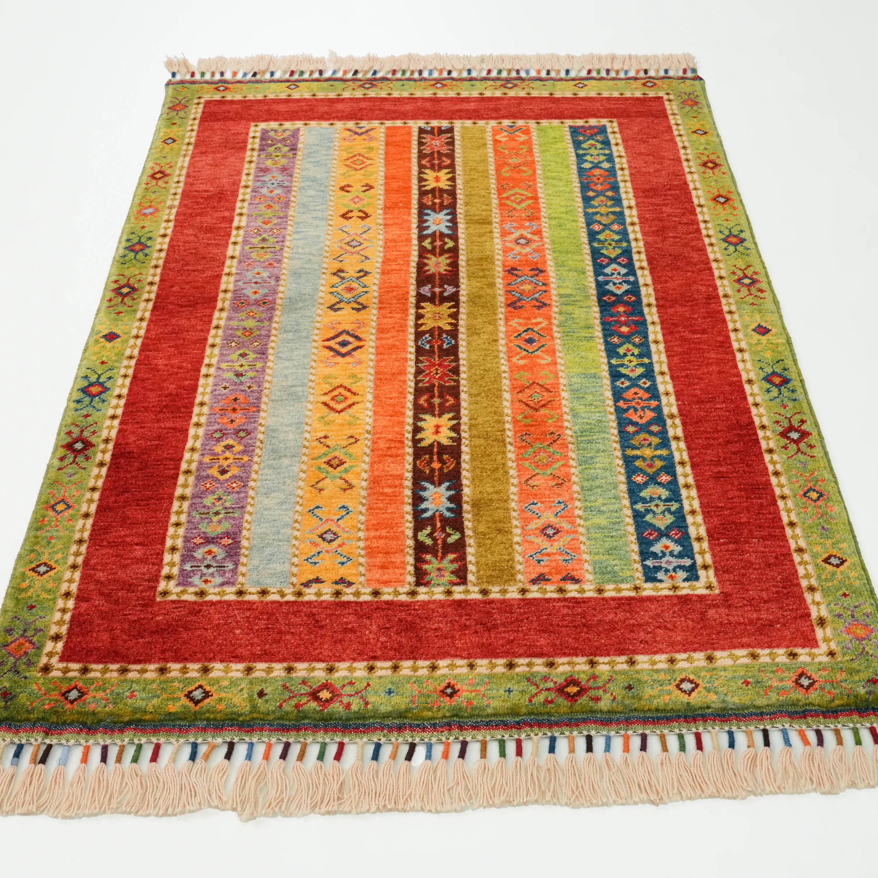 Anadolu Şal Series Handwoven Colorful Sivas Zara Patterned Wool Rug