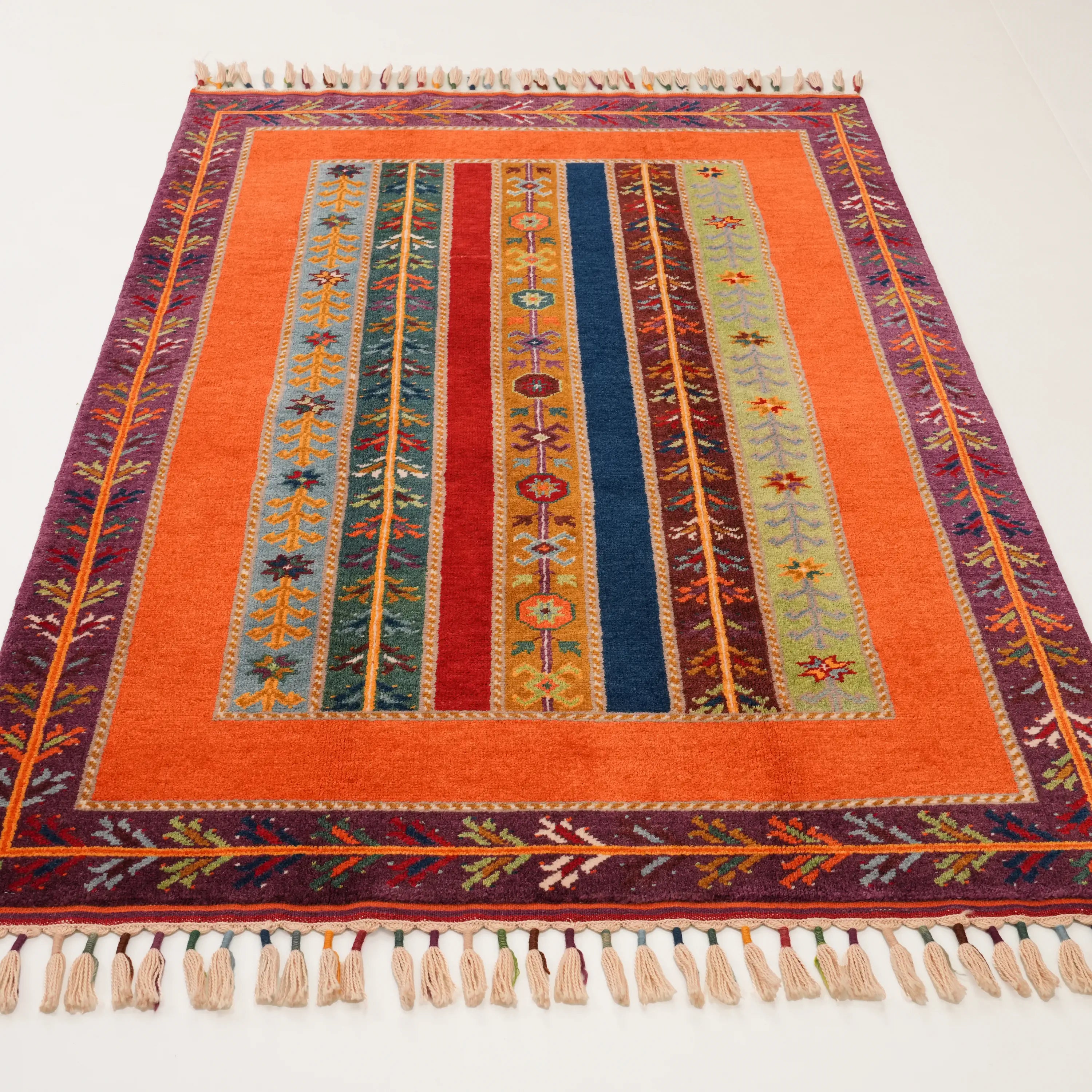 Anadolu Şal Serisi El Dokuma Şal Desenli Rengarenk Yün Halı