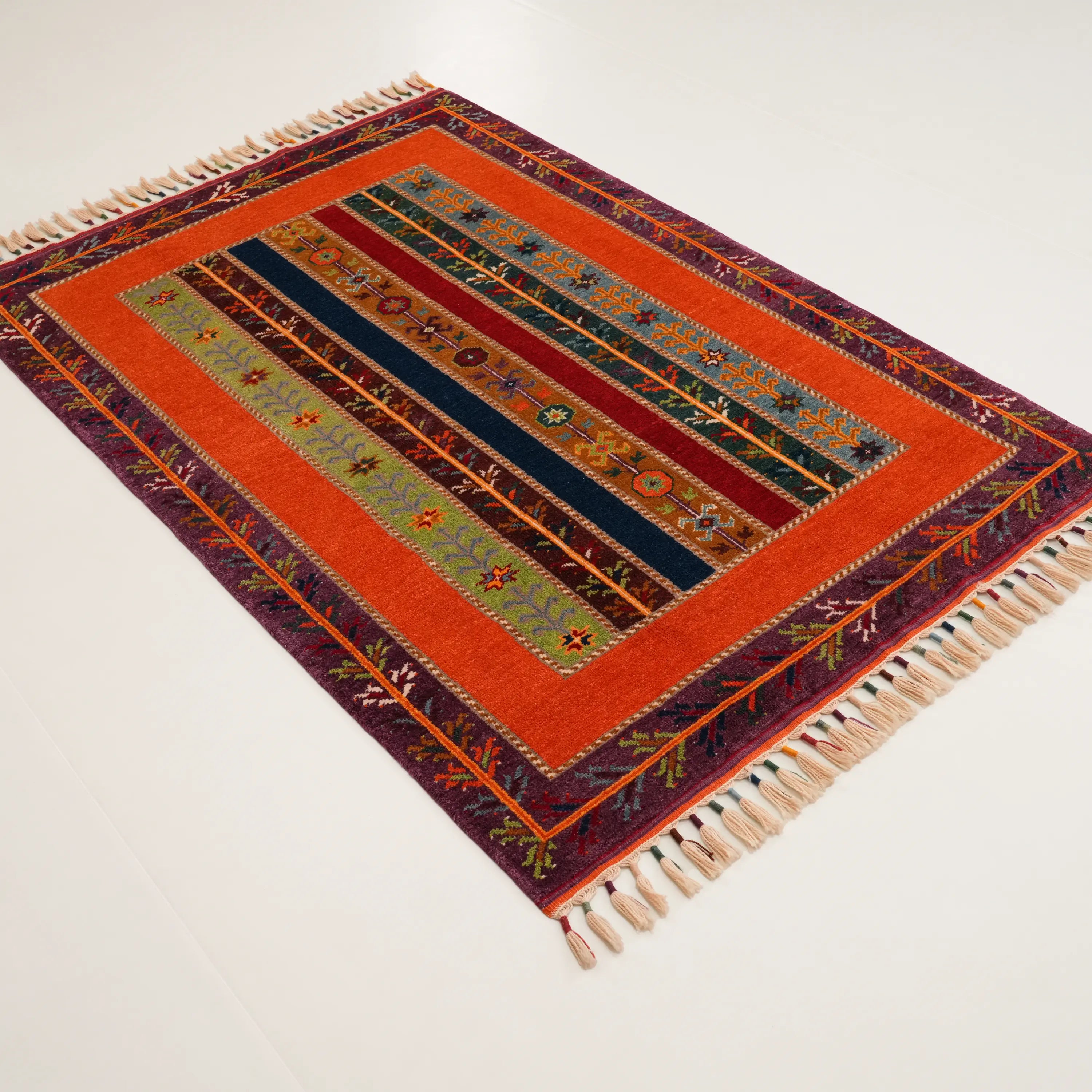 Anadolu Şal Serisi El Dokuma Şal Desenli Rengarenk Yün Halı