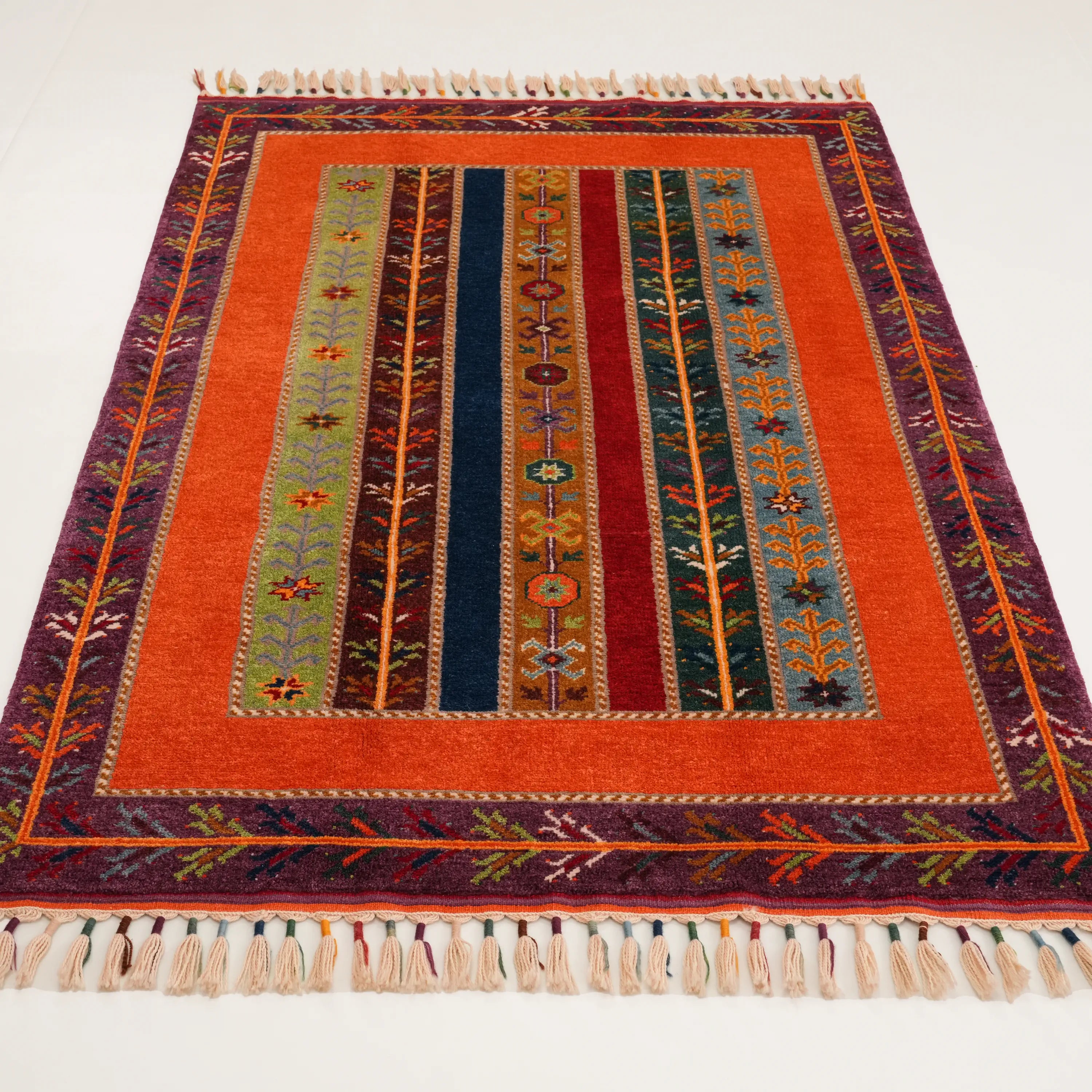 Anadolu Şal Serisi El Dokuma Şal Desenli Rengarenk Yün Halı