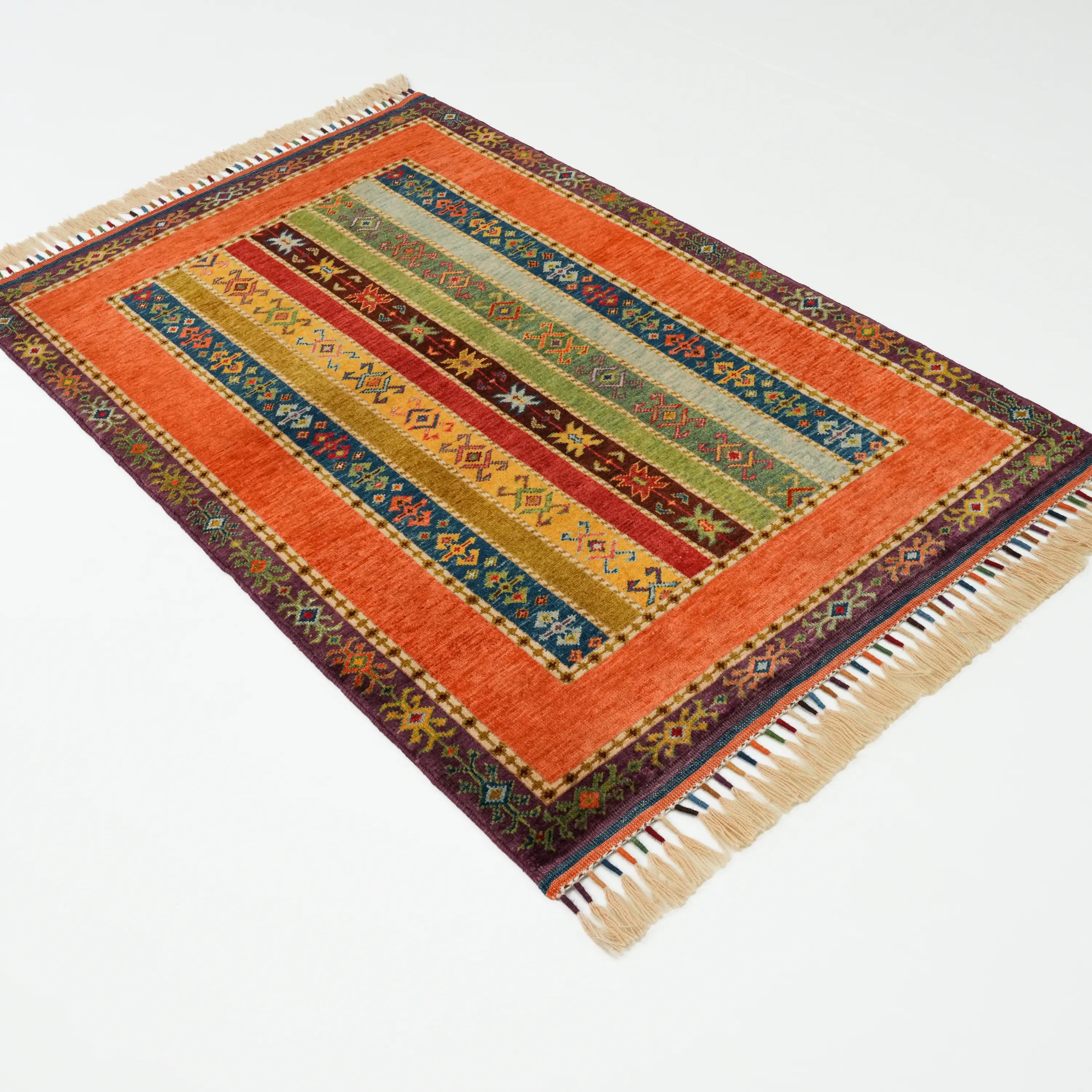 Anadolu Şal Series Handwoven Sivas Zara Patterned Colorful Wool Rug