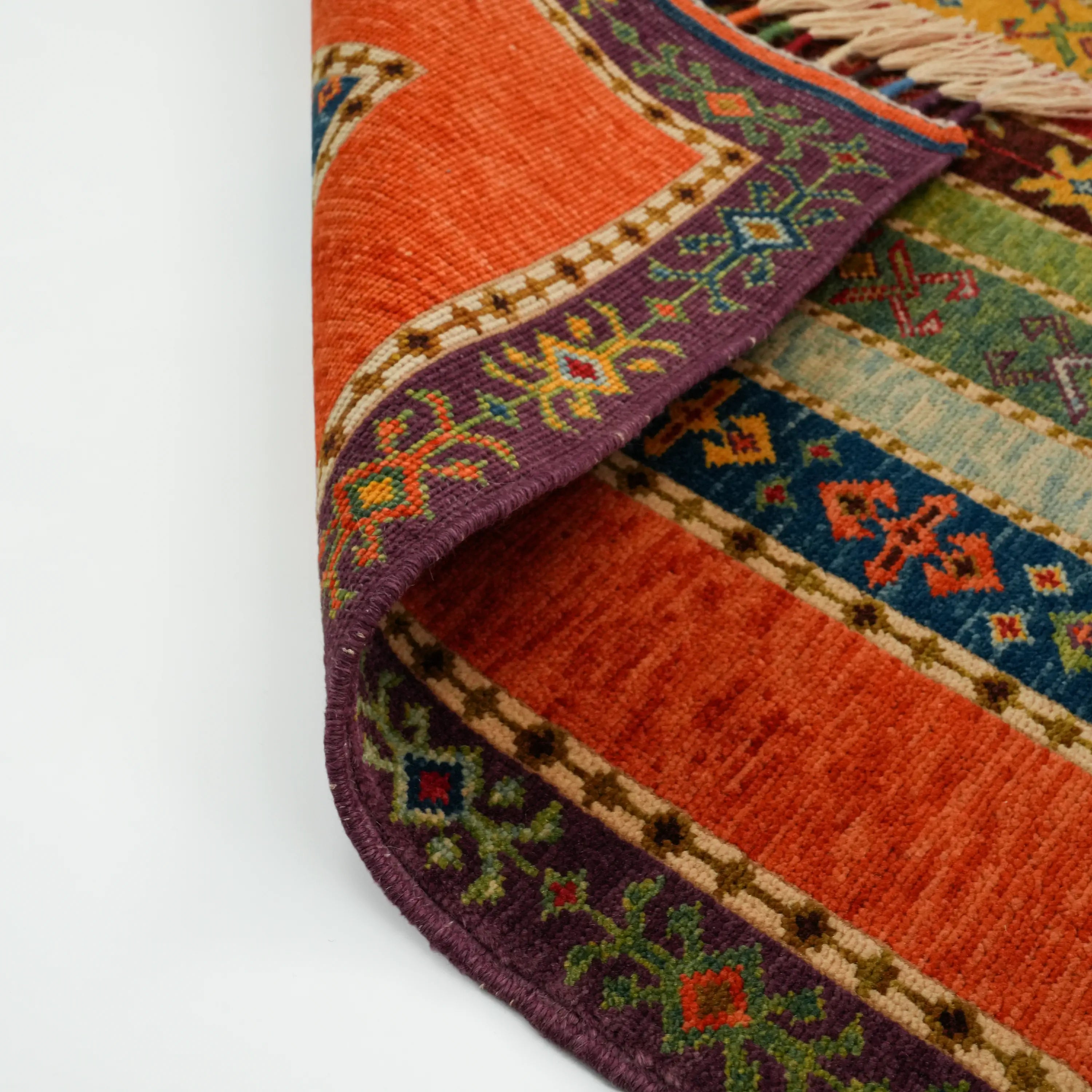 Anadolu Şal Series Handwoven Sivas Zara Patterned Colorful Wool Rug