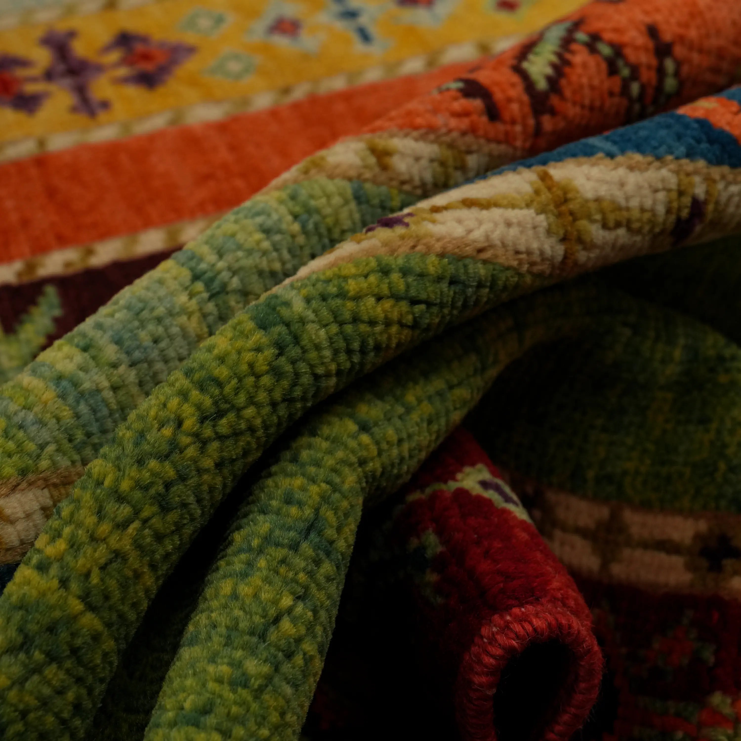 Anatolian Shawl Series Handwoven Sivas Zara Patterned Colorful Wool Rug