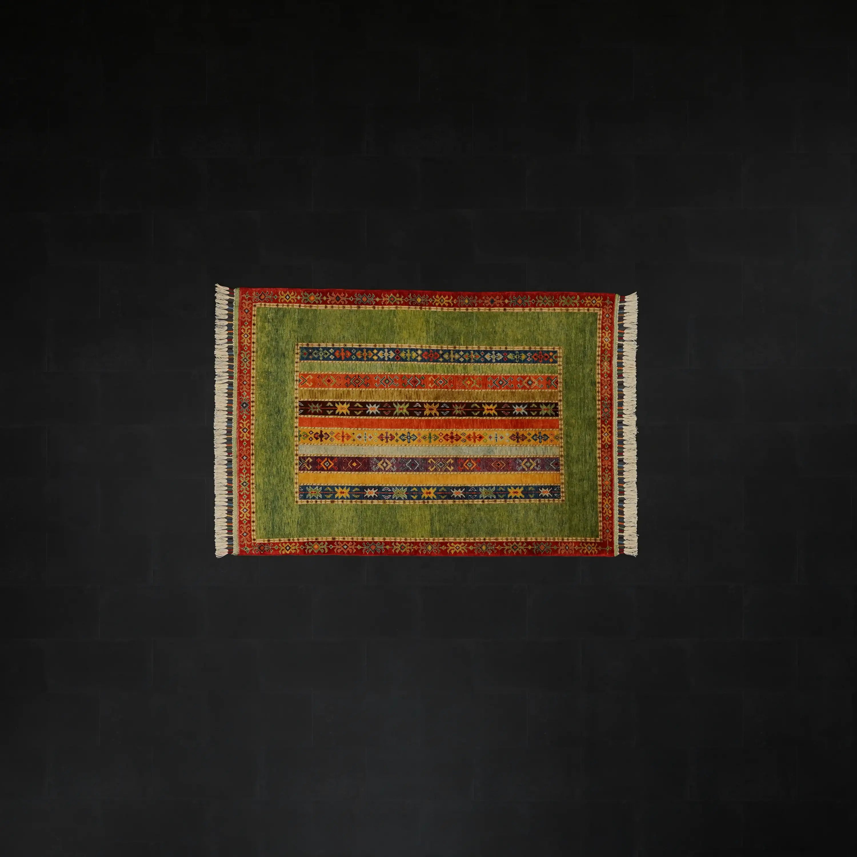 Anatolian Shawl Series Handwoven Sivas Zara Patterned Colorful Wool Rug