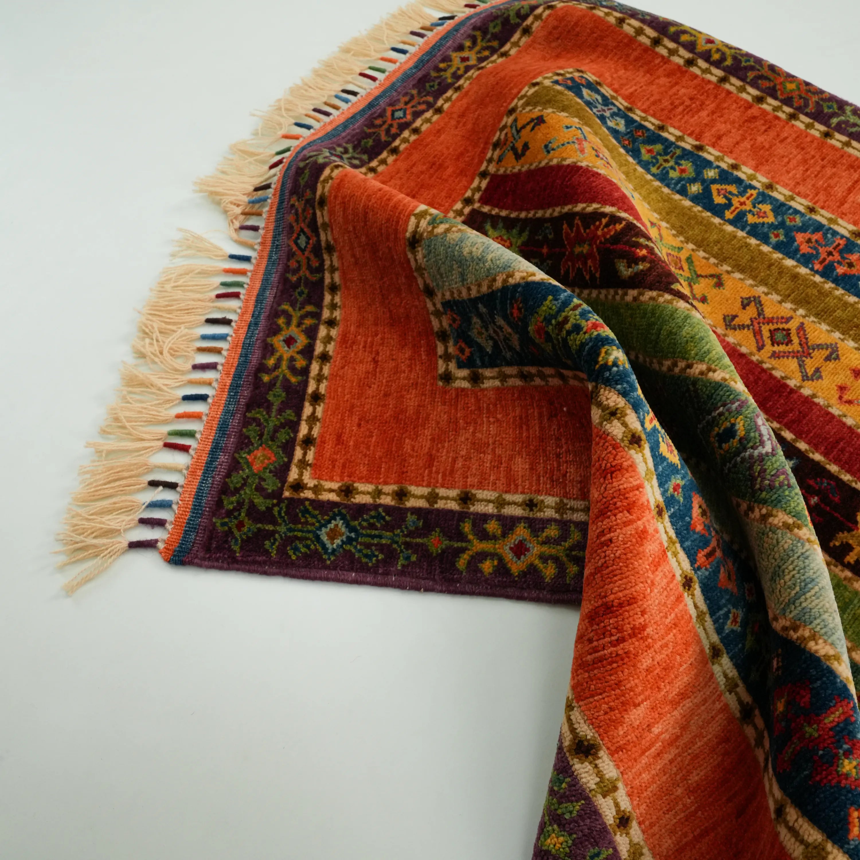 Anadolu Şal Series Handwoven Sivas Zara Patterned Colorful Wool Rug