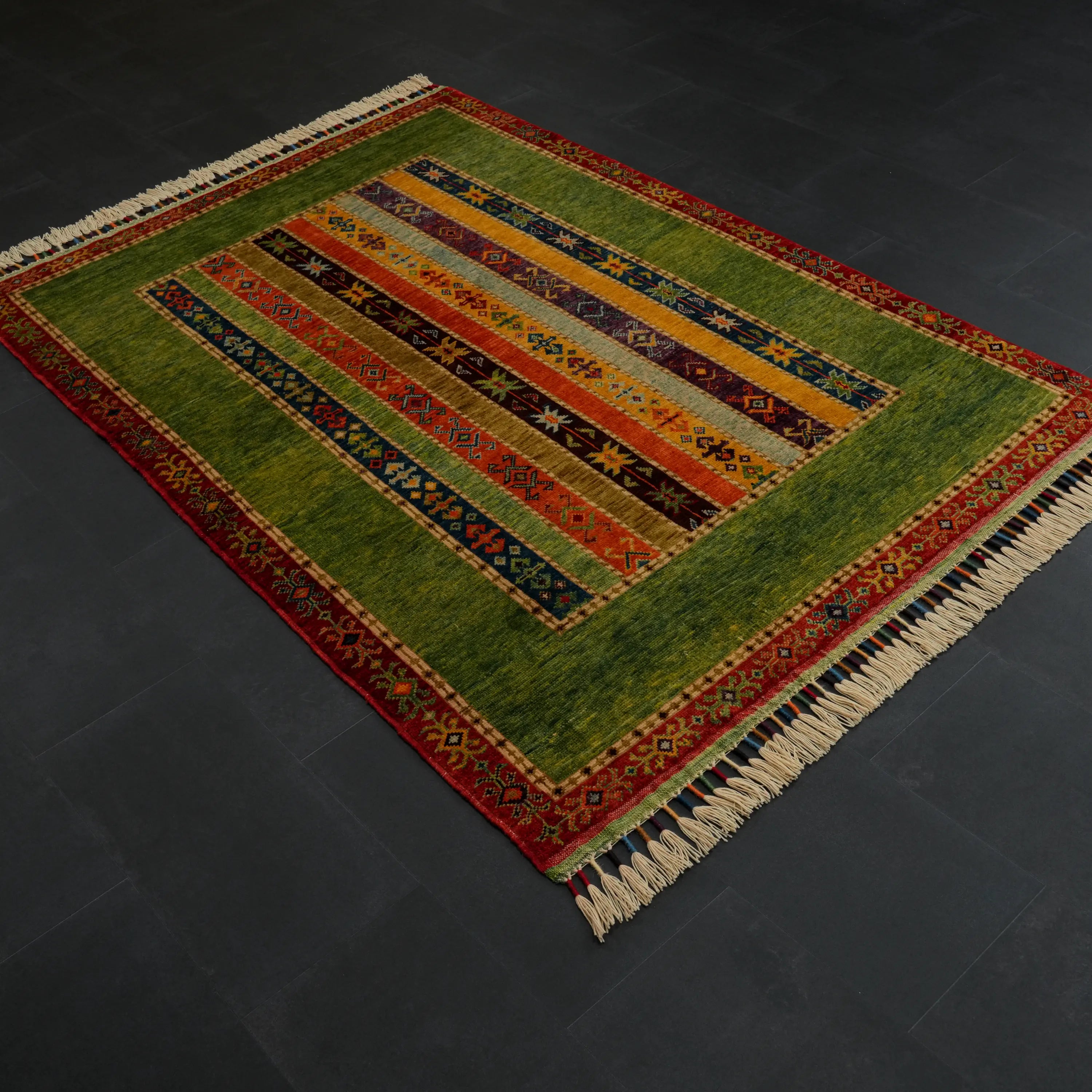 Anatolian Shawl Series Handwoven Sivas Zara Patterned Colorful Wool Rug