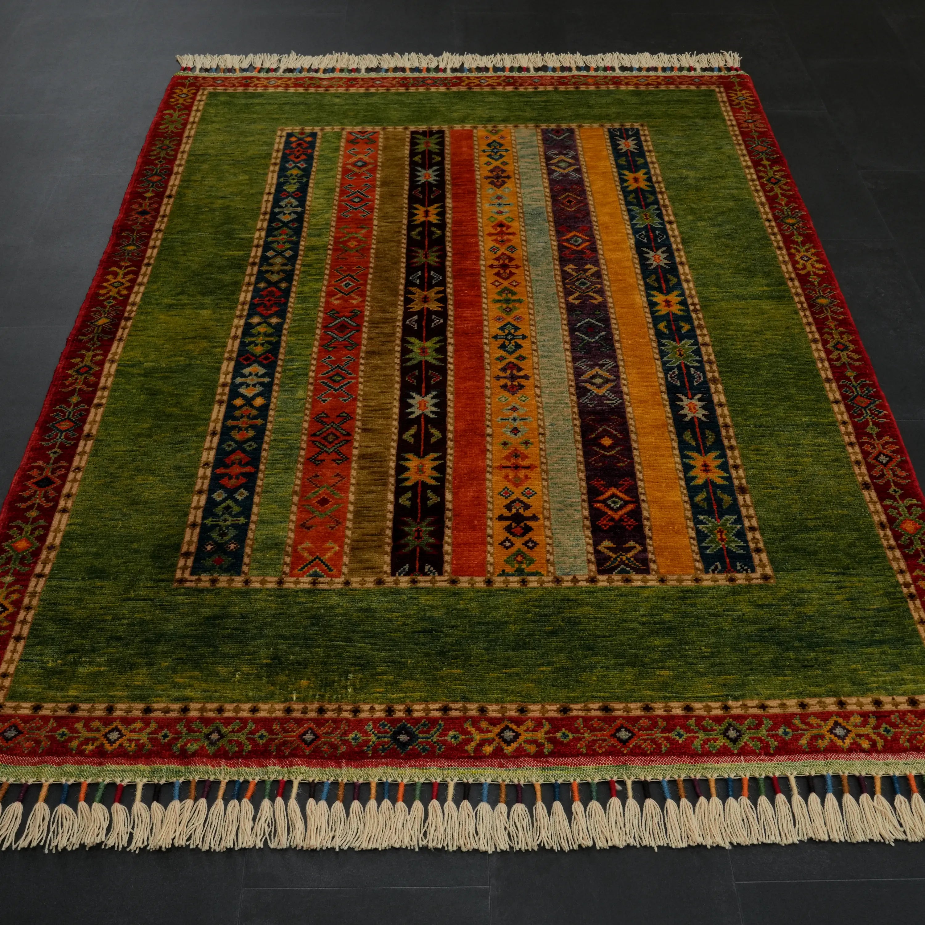 Anatolian Shawl Series Handwoven Sivas Zara Patterned Colorful Wool Rug